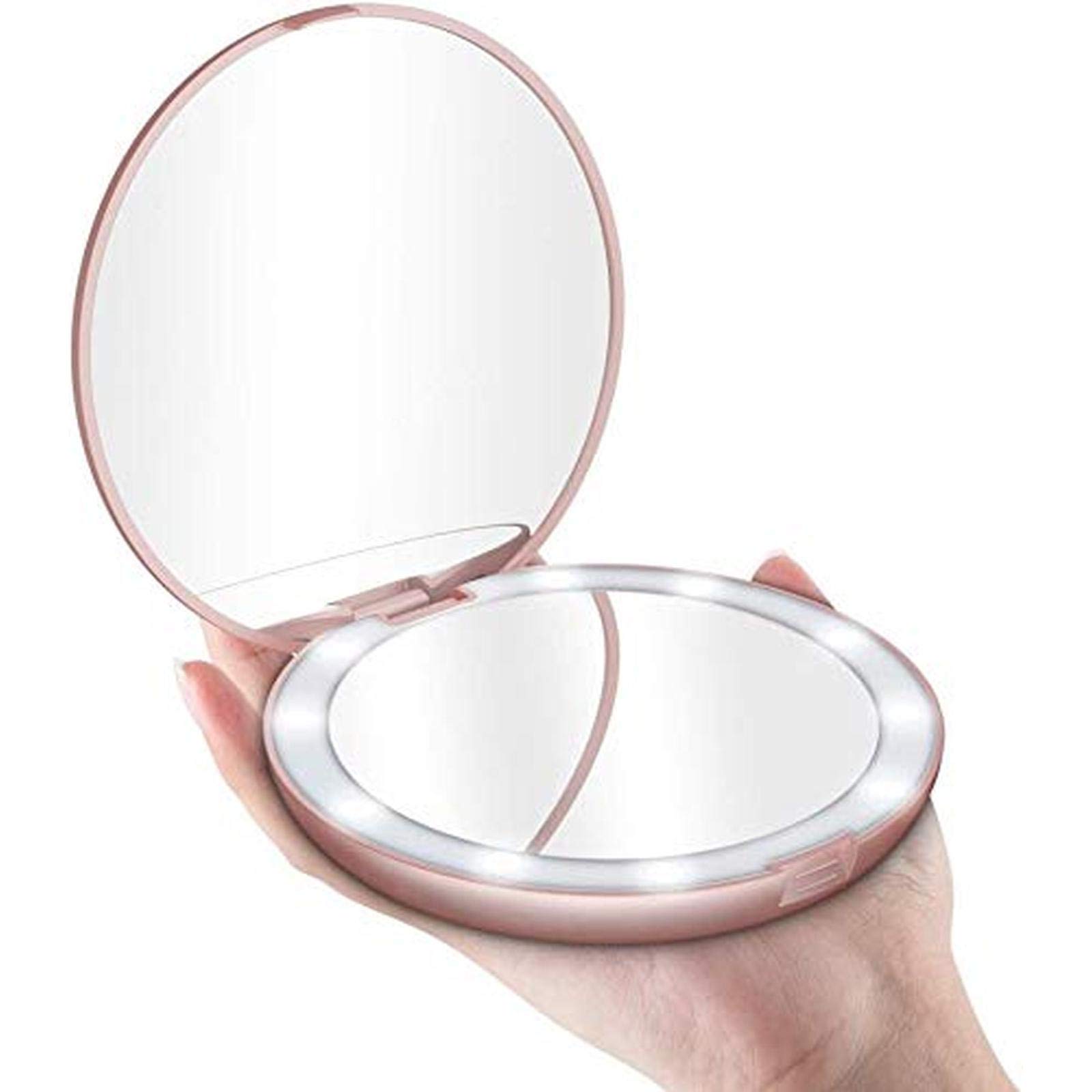 3.5 Inch LED Travel Makeup Mirror with 1x & 10x Magnification - Portable Lighted Compact Mirror for Home, Travel & Professional Makeup Application