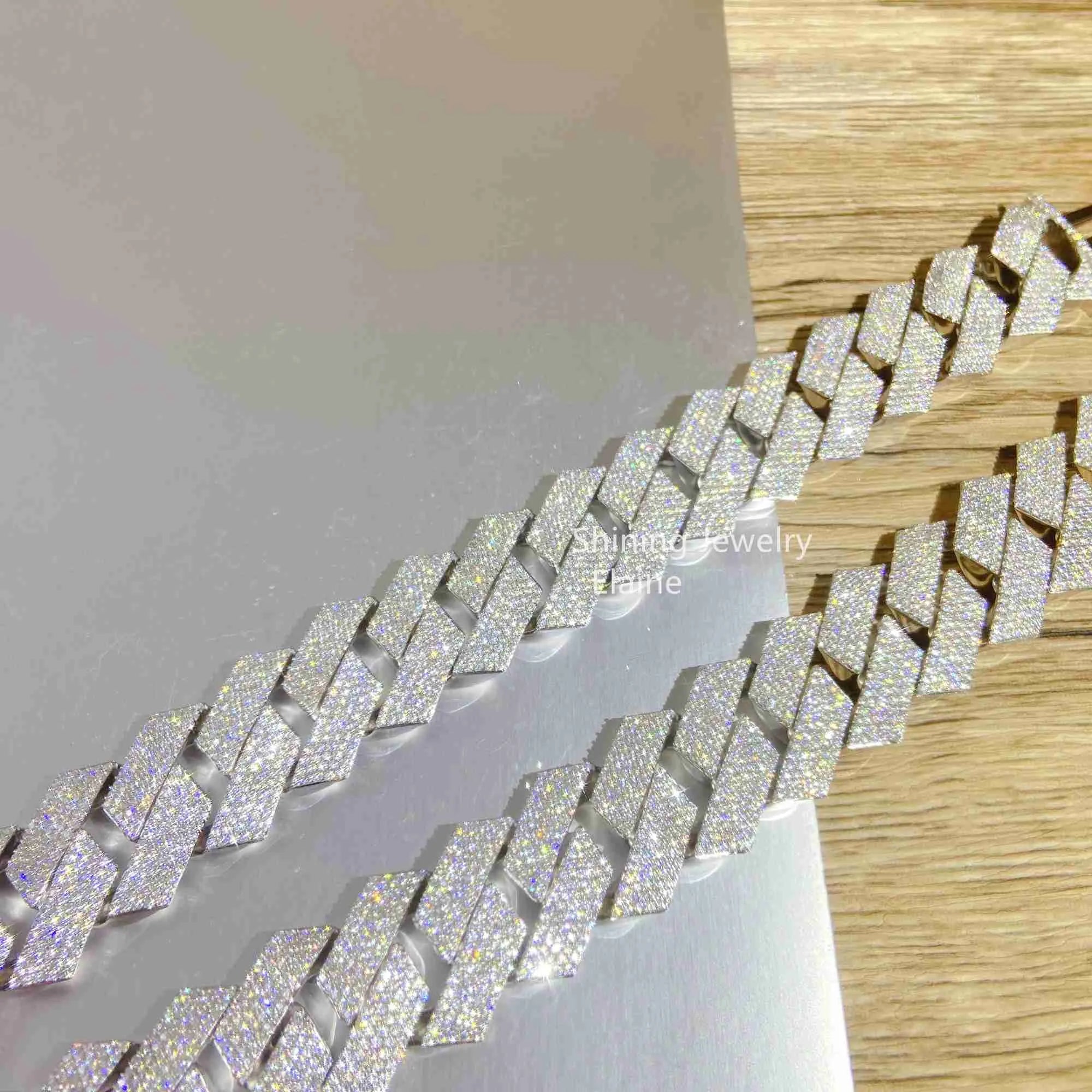 20 Silver VVS Moissanite Iced Out Cuban Link Chain Necklace for Men - Luxury Hip Hop Jewelry Gift for Birthday, Anniversary & Special Occasions