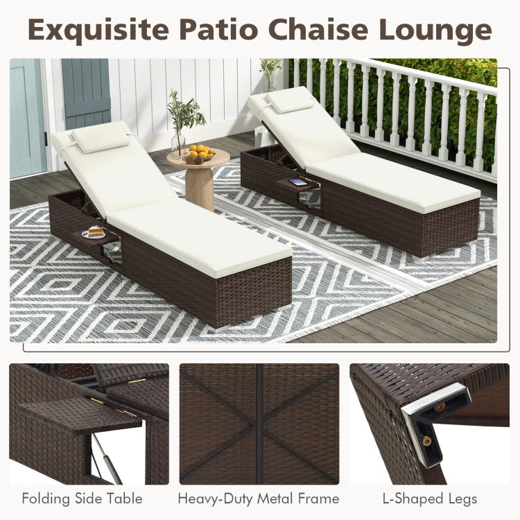 Costway 2-Piece Patio Lounge Chair Set with Adjustable Backrest, Cushions & Headrests - Outdoor Relaxation for Poolside, Garden or Backyard