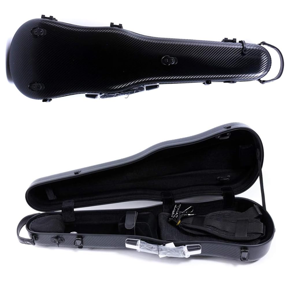 Premium 3/4 & 4/4 Size Carbon Fiber Violin Case - Lightweight Hard Shell with Adjustable Back Straps, Durable Black Violin Box for Professional Musicians & Students - Perfect for Travel, Performances & Storage