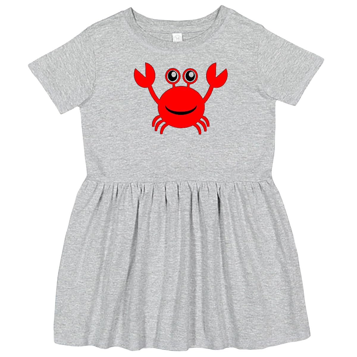 Inktastic Cute Red Crab Toddler Dress - Adorable Kids Outfit for Beach, Summer & Birthday Parties | Soft Cotton Baby Girl Clothes