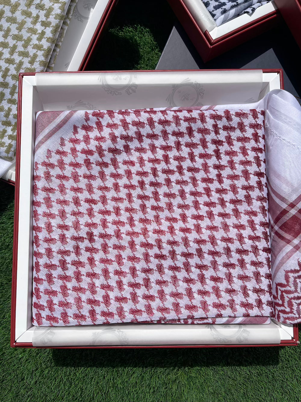 Luxury Muted Red Keffiyeh Scarf - 55