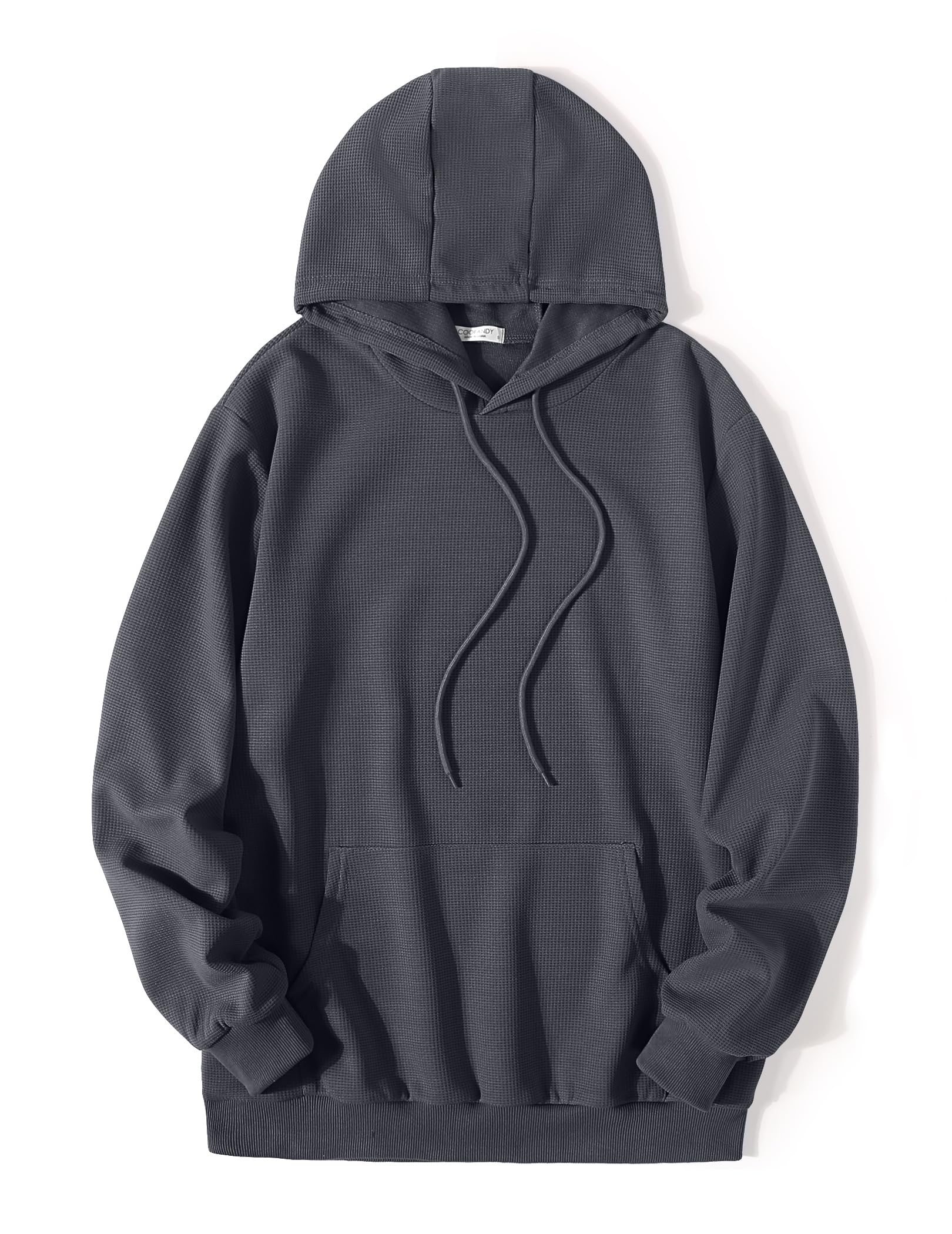 COOFANDY Men's Hooded Sweatshirt - Long Sleeve Waffle Knit Pullover Hoodie with Pocket | Casual Streetwear for Fall & Winter | Perfect for Outdoor Activities, Gym, and Everyday Wear