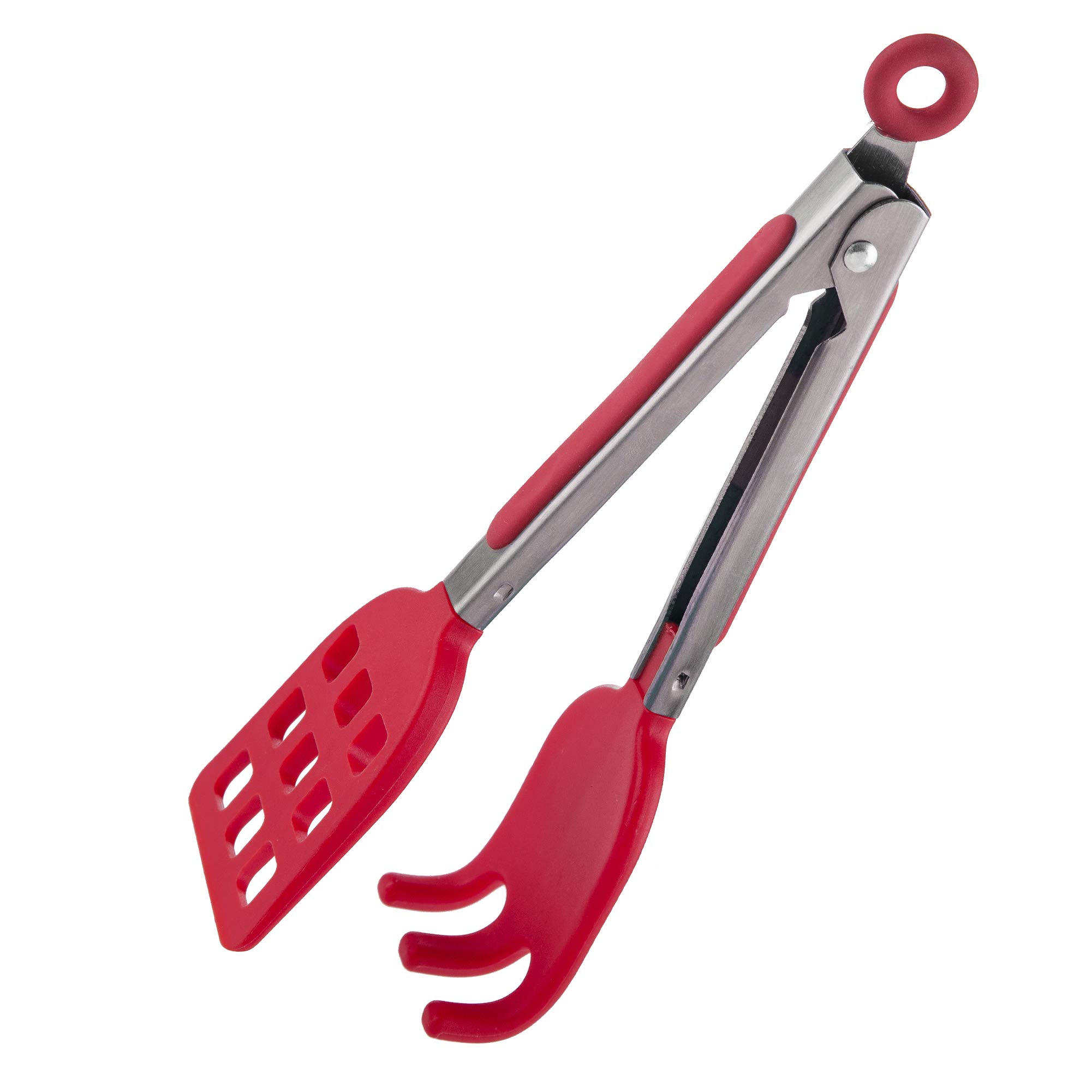 Non-Slip Mini Easy-Grip Waffle Tongs - Red Silicone Handle (1pc) - Perfect for Breakfast, Pancake Flipping & Serving Waffles