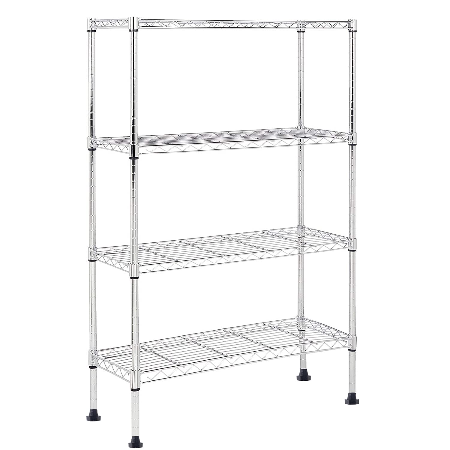 4-Tier Slim Metal Storage Shelving Unit - Narrow Wire Rack with PP Mat & Leveling Feet - 35kg Capacity Per Shelf (14×6×39in/18×6×39in) - Perfect for Pantry, Garage, Laundry Room & Small Space Organization