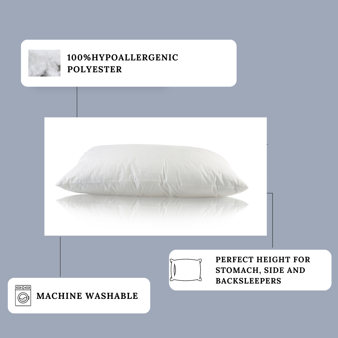Envirosleep Dream Surrender Polyester Pillow - Medium Support for Side & Back Sleepers | Perfect for Home, Travel & Office Use