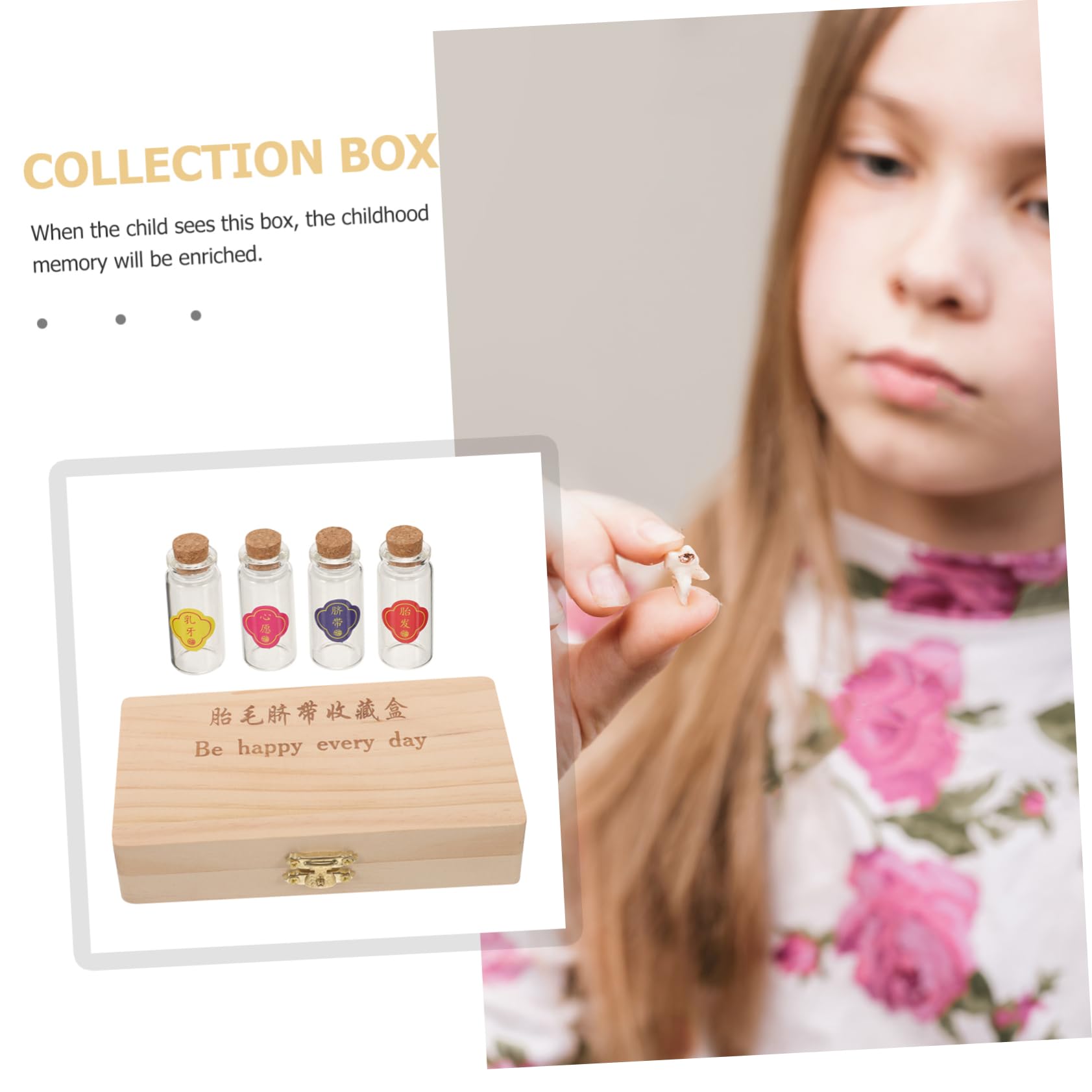 Hoement Wooden Tooth Storage Box - First Tooth Holder & Lost Teeth Keeper for Baby Teeth Collection - Perfect for Baby's First Tooth Keepsake and Memory Preservation