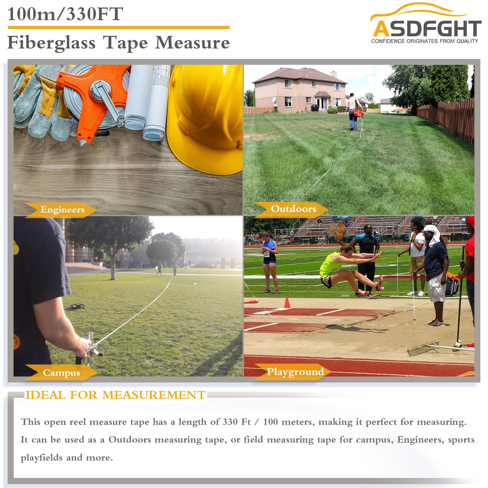 330ft Open Reel Fiberglass Tape Measure - Dual-Sided with Feet/Meters (1/2
