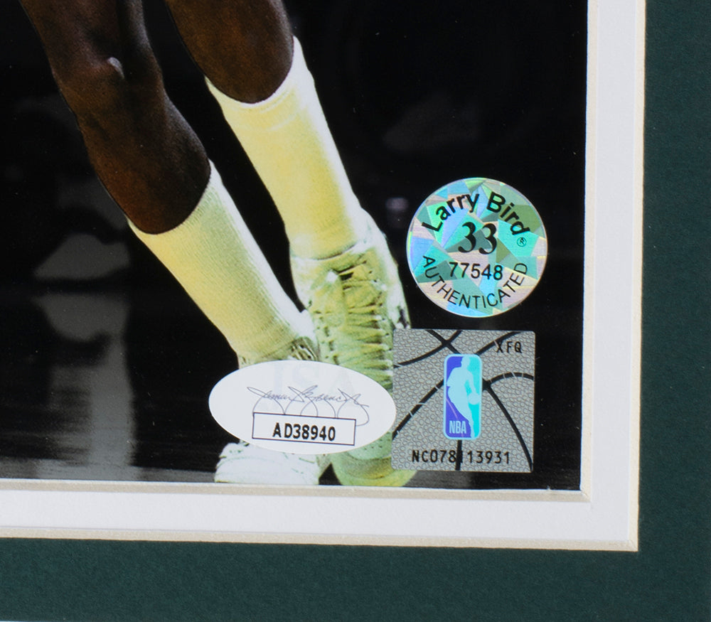 Larry Bird Autographed Framed 8x10 Photo - Boston Celtics vs Magic Johnson - JSA Certified - Perfect for Sports Memorabilia Collectors and Celtics Fans