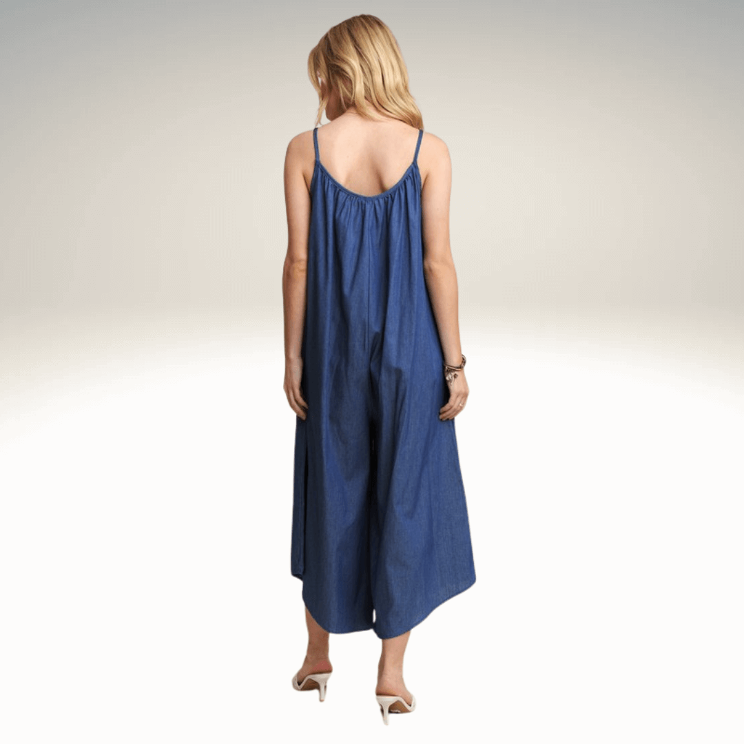 Chambray Cami Romper for Women - Made in USA | Summer Casual Outfit, Beach Cover Up, Lounge Wear