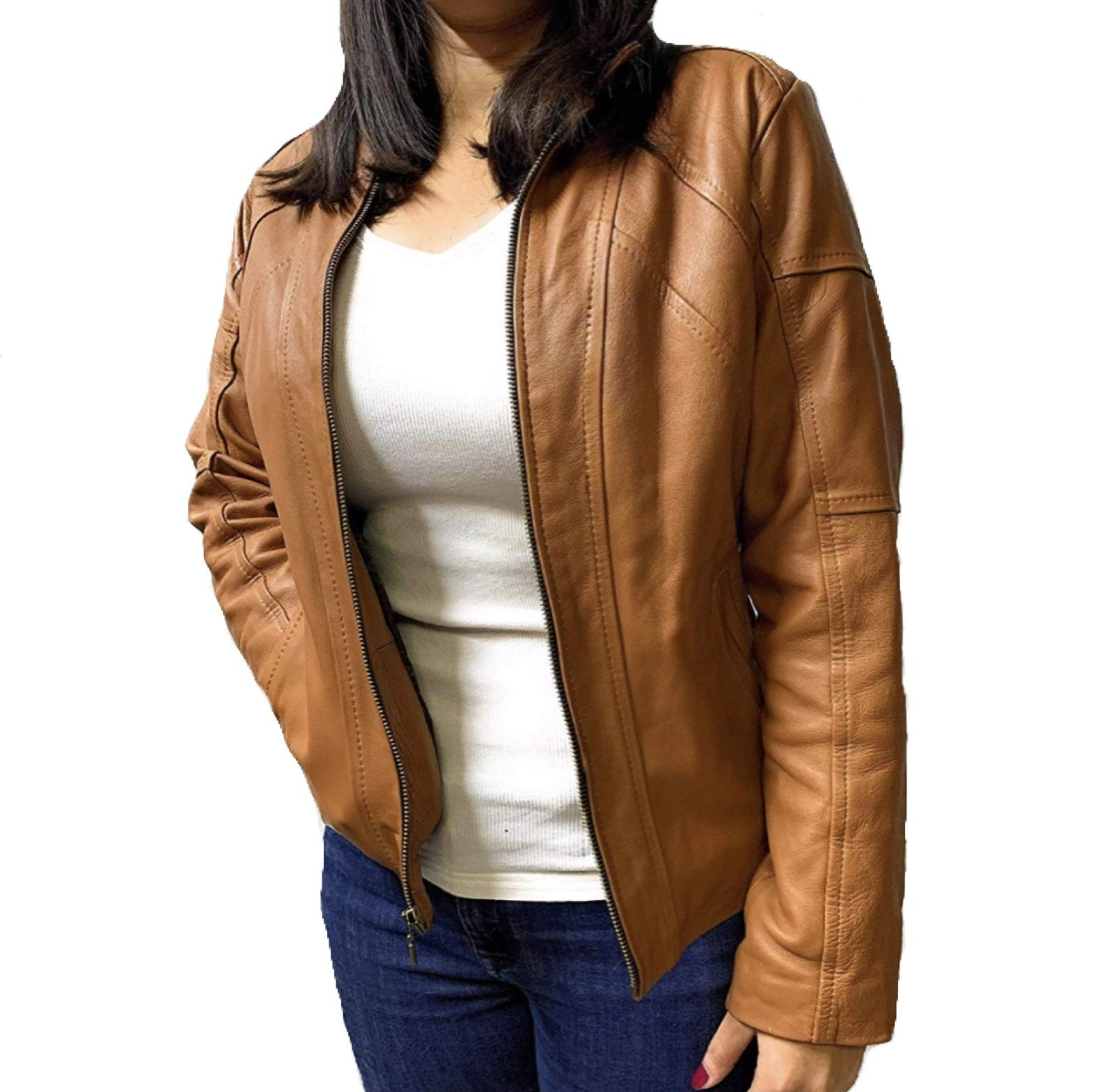 Premium Women's Leather Jacket by Rook's - Genuine Leather Biker Jacket for Women - Stylish Outerwear for Motorcycle Riding, Casual Wear & Fall Fashion