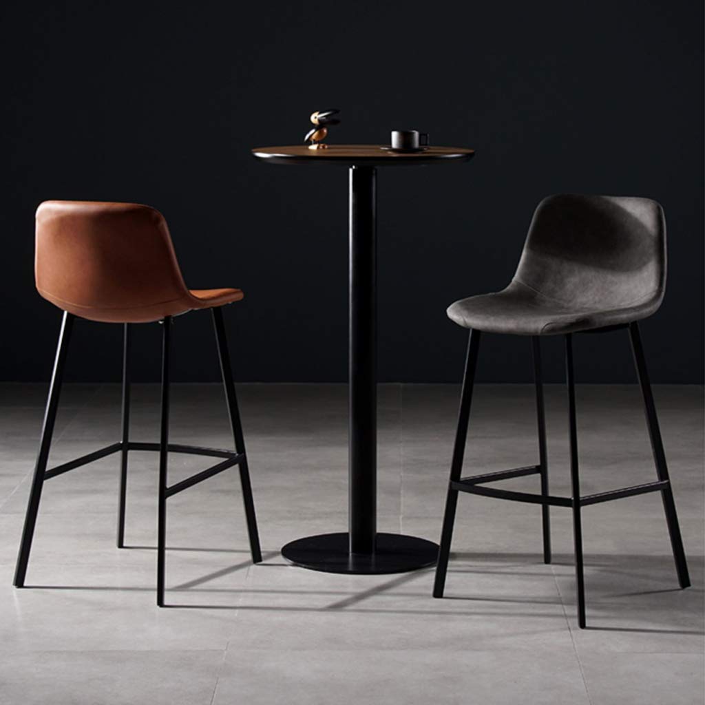Wrought Iron Bar Stools with Back & Footrest - Leather Cushioned Pub Stools for Kitchen Counter, Coffee Shop & Cafe - Durable Dining Chairs for Home & Commercial Use