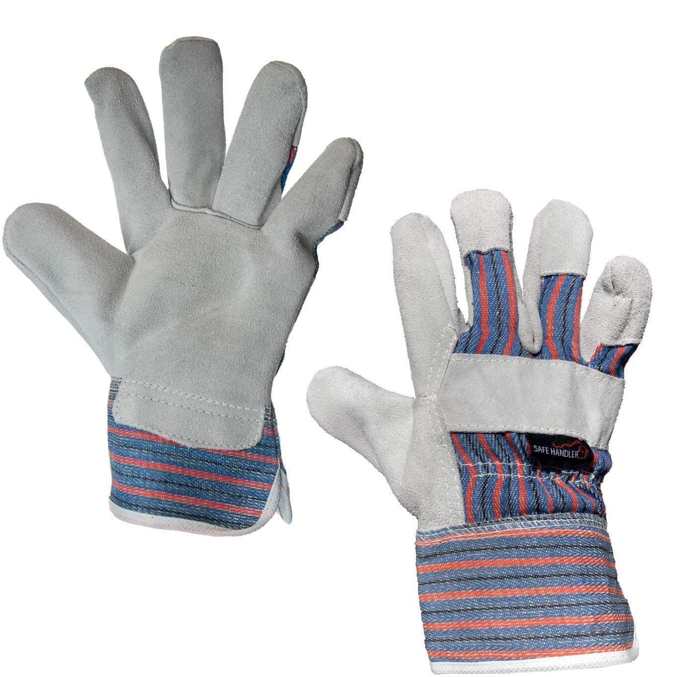 Premium Work Leather Gloves with Cool Cotton Lining - Lightweight, Durable & Versatile Split Leather Safety Cuff for Construction, Gardening, DIY Projects and Outdoor Work