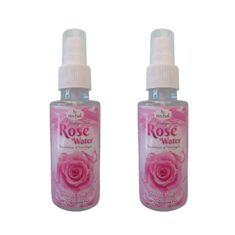 Pure Himalayan Rose Water Facial Toner - 100% Natural & Organic for Hydrating & Soothing Skin (Pack of 2) | Perfect for Daily Skincare Routine, Makeup Setting & Post-Workout Refresh