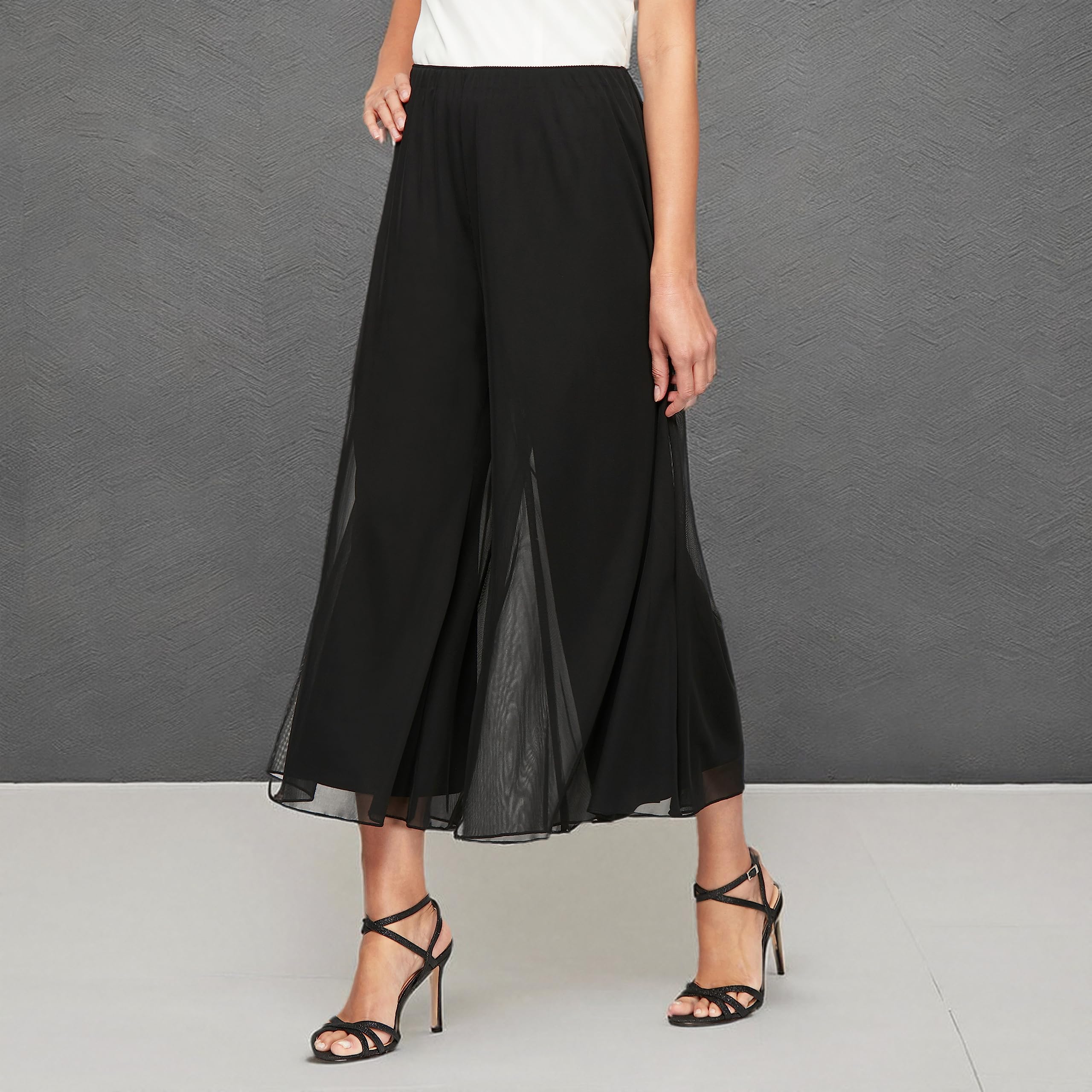 Alex Evenings Women's Wide Leg Chiffon Dress Pants - Elegant Formal Wear for Mother of The Bride, Wedding Guest & Special Occasions (Petite & Regular Sizes) | Perfect for Weddings, Galas, Evening Parties & Cocktail Events