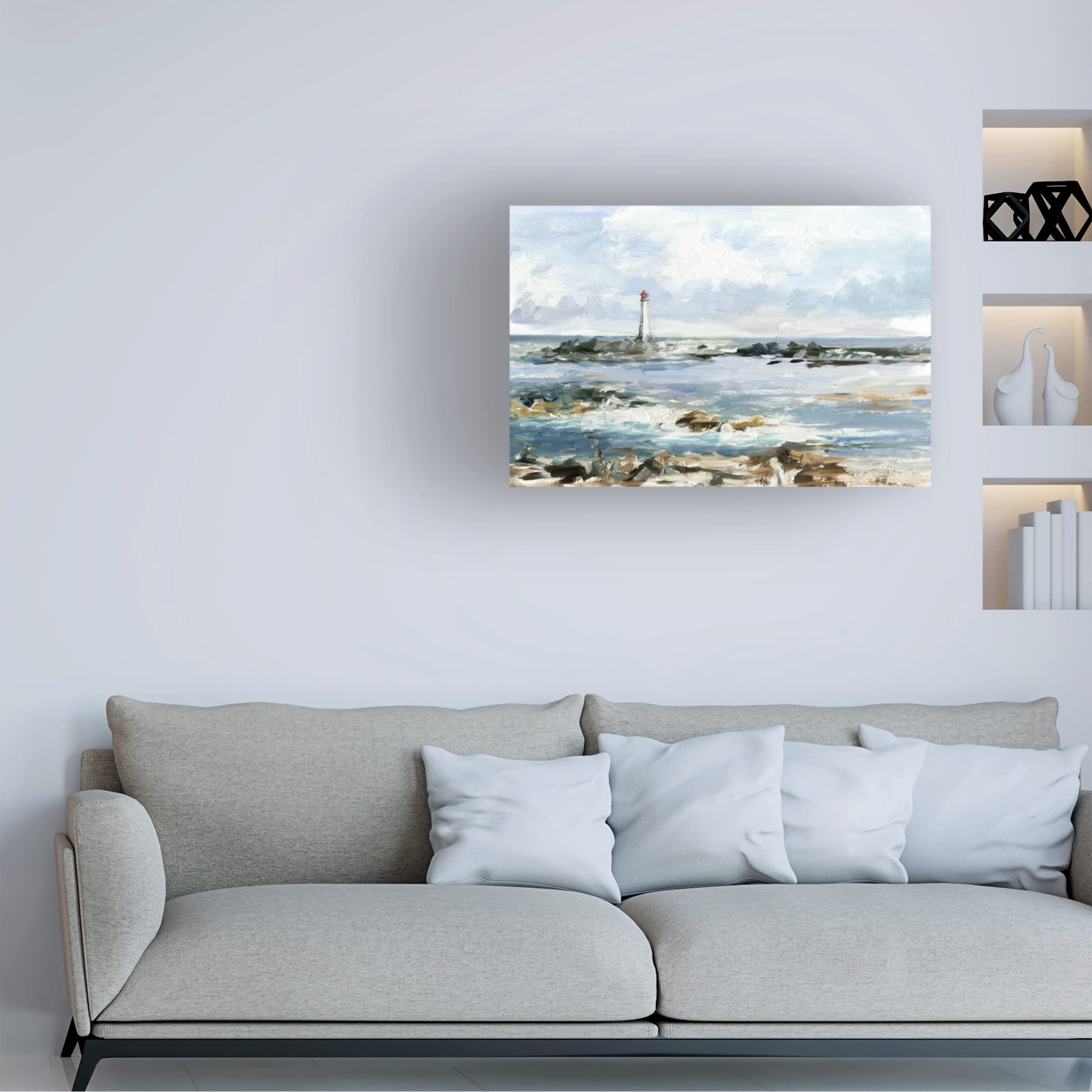 Ethan Harper 'Rocky Shore Coastline I' Canvas Wall Art Print - Coastal Beach Decor for Living Room, Bedroom & Office