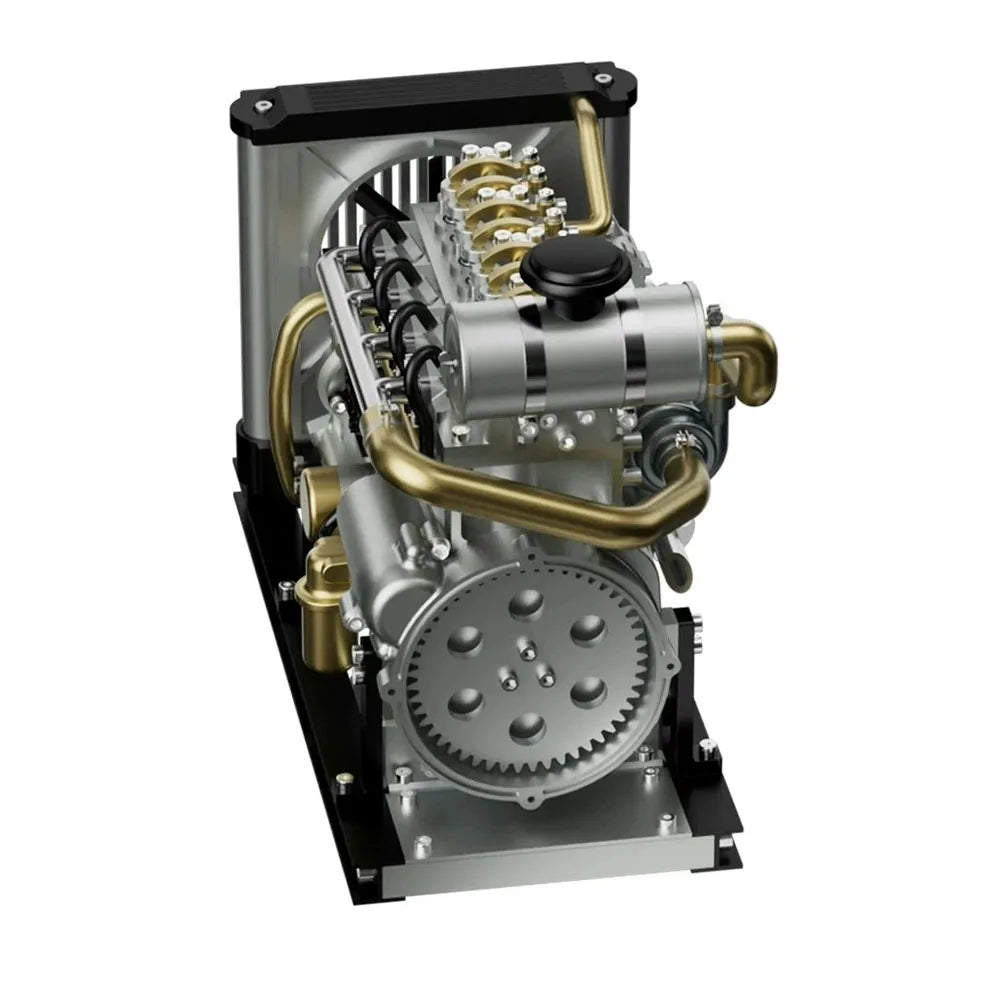 TEChing Mini 4-Cylinder Diesel Engine Model Kit - DIY Metal Mechanical Assembly for STEM Education, Collectors & Decorative Display - Perfect for Science Projects, Engineering Enthusiasts & Home Office Decor