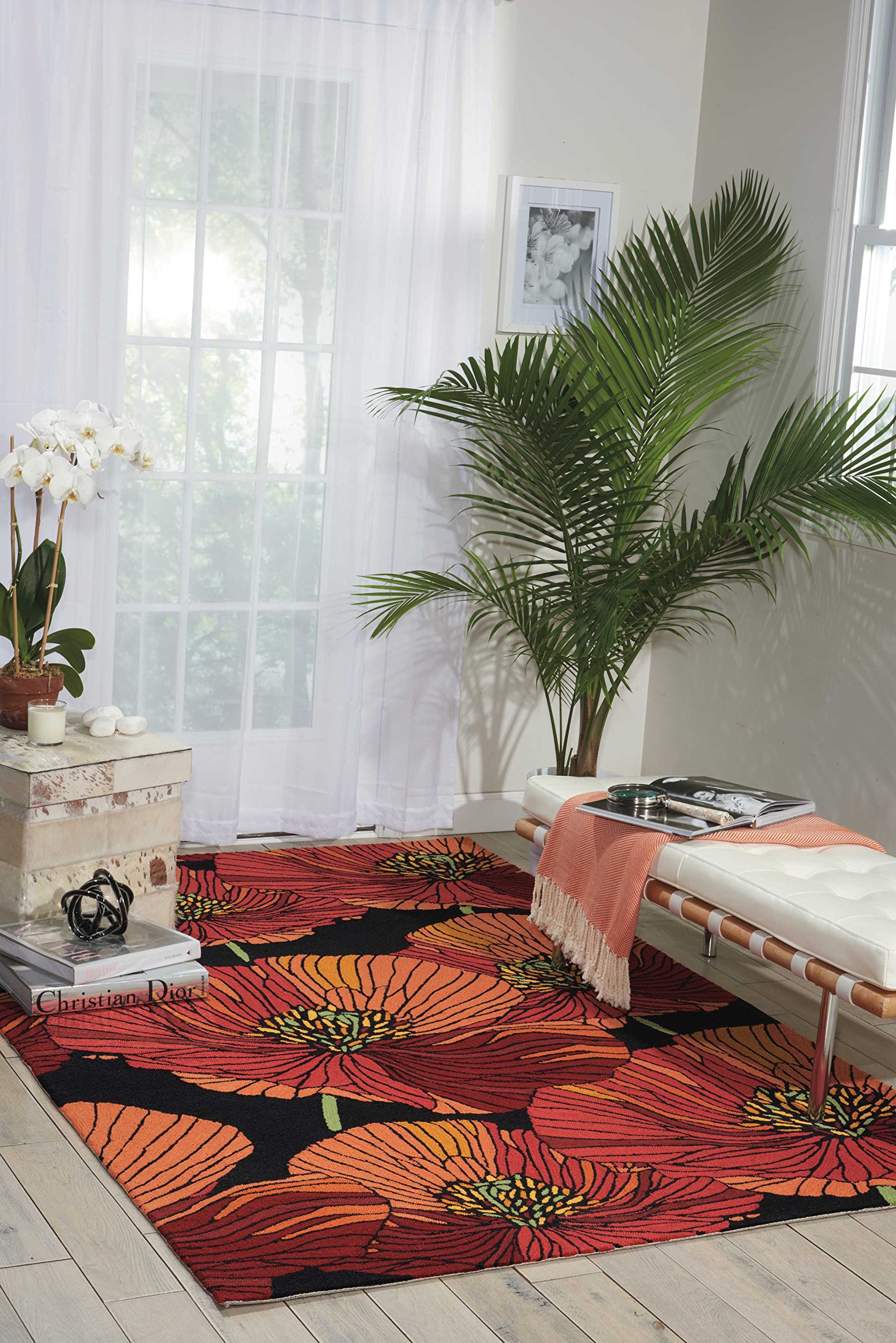 Nourison Fantasy Floral Black 3'6