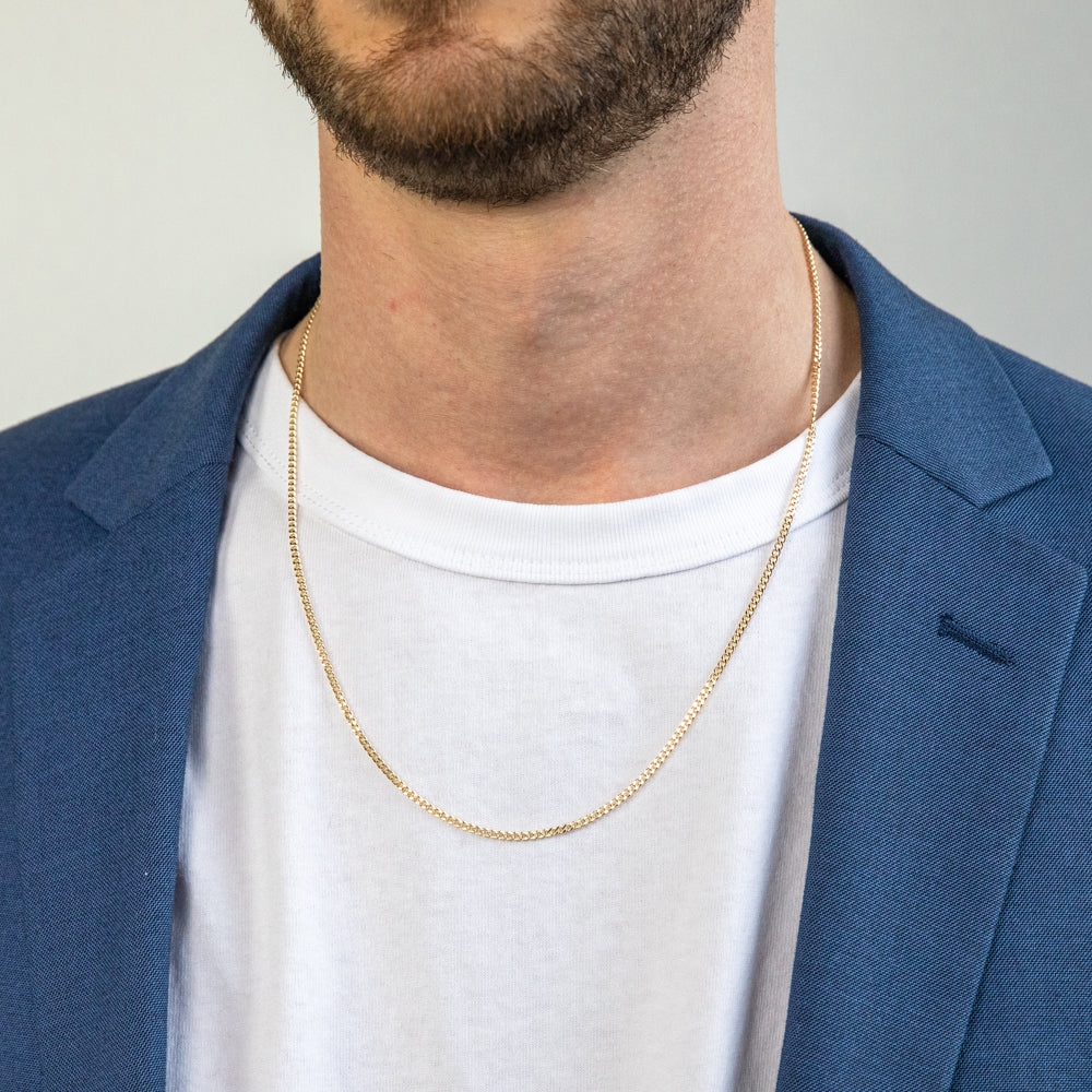 9ct Yellow Gold 55cm 60 Gauge Flat Curb Chain Necklace for Men & Women - Perfect for Layering, Everyday Wear & Special Occasions