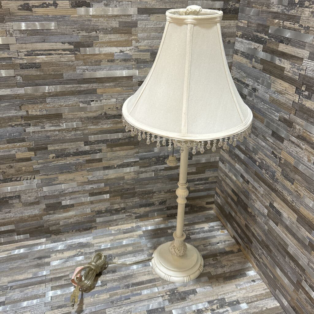 Handmade Wooden Lamp with Beaded Fringe Shade - Boho Home Decor Lighting for Bedroom, Living Room & Nursery - Natural Wood Table Lamp with Beaded Accents