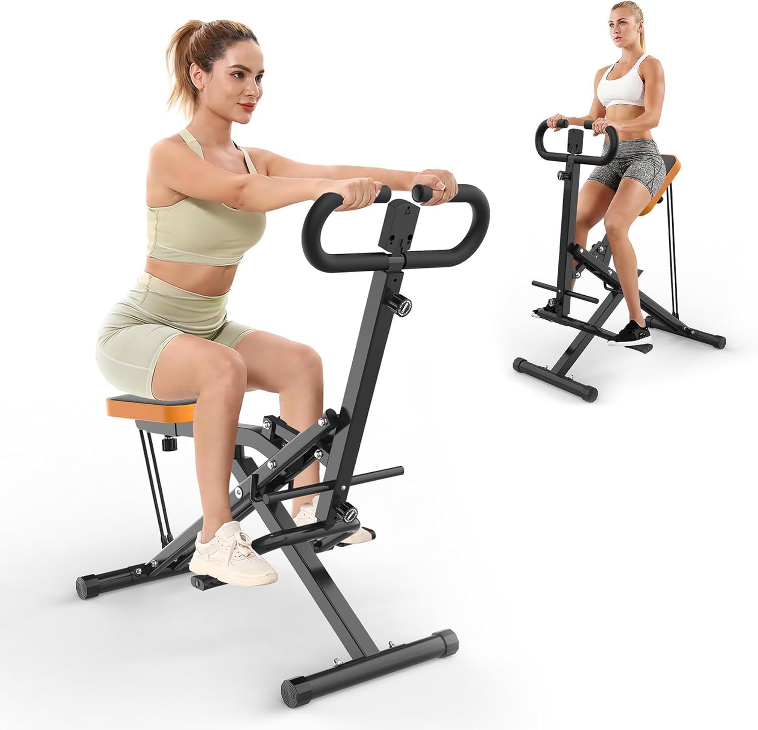 Foldable Adjustable Squat Machine for Home - Multifunctional Squat Ride & Rowing Exercise Equipment with Resistance Bands - Perfect for Glute, Leg & Cardio Workouts in Small Spaces (Ideal for Home Gym, Apartment Fitness & Full-Body Training)
