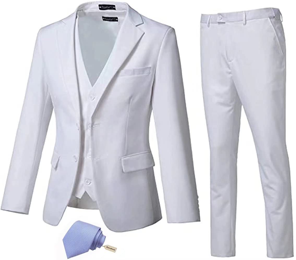 Premium 3-Piece Men's Slim Fit Suit Set - Business, Groomsmen & Prom Suit with Jacket, Vest, Pants & Tie | Formal Wear for Weddings, Office & Special Occasions