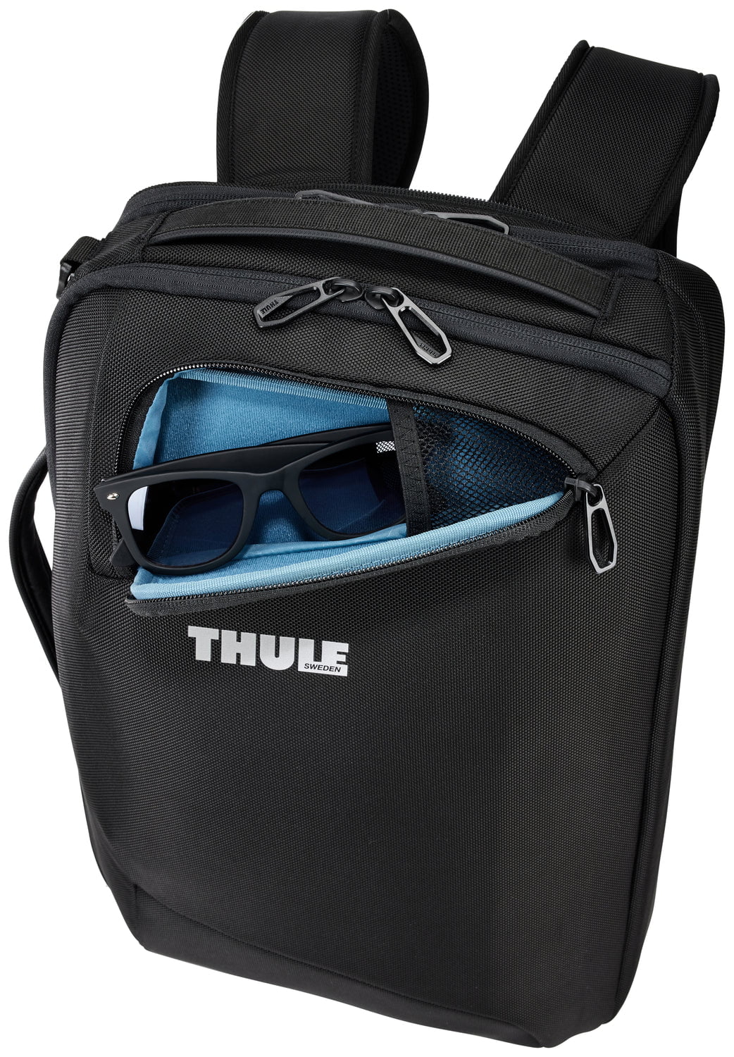 Thule Accent Convertible Backpack 17L - Durable Black Daypack for Hiking, Commuting & Travel | Water-Resistant Laptop Backpack with USB Port
