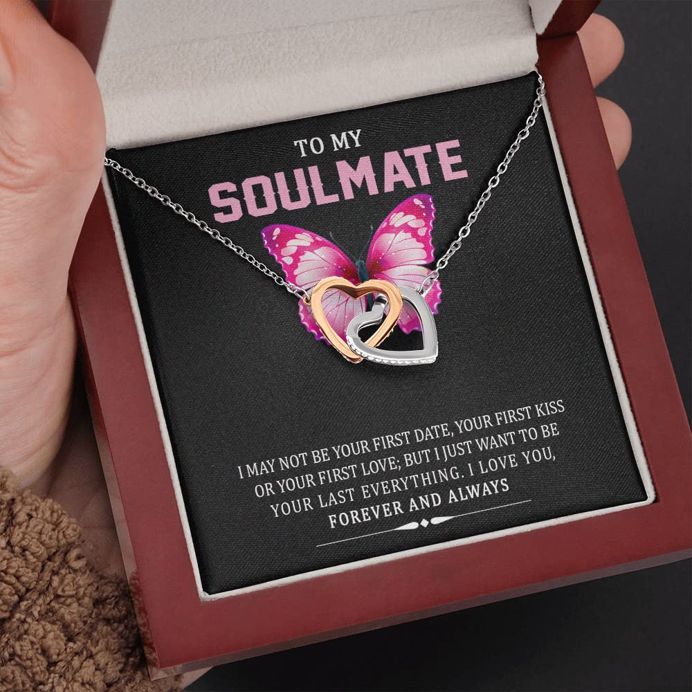 To My Soulmate Necklace - Romantic Jewelry Gift for Her, Birthday, Anniversary & Valentine's Day - Engraved Message Card & Gift Box Included - Perfect for Wife, Girlfriend or Special Someone