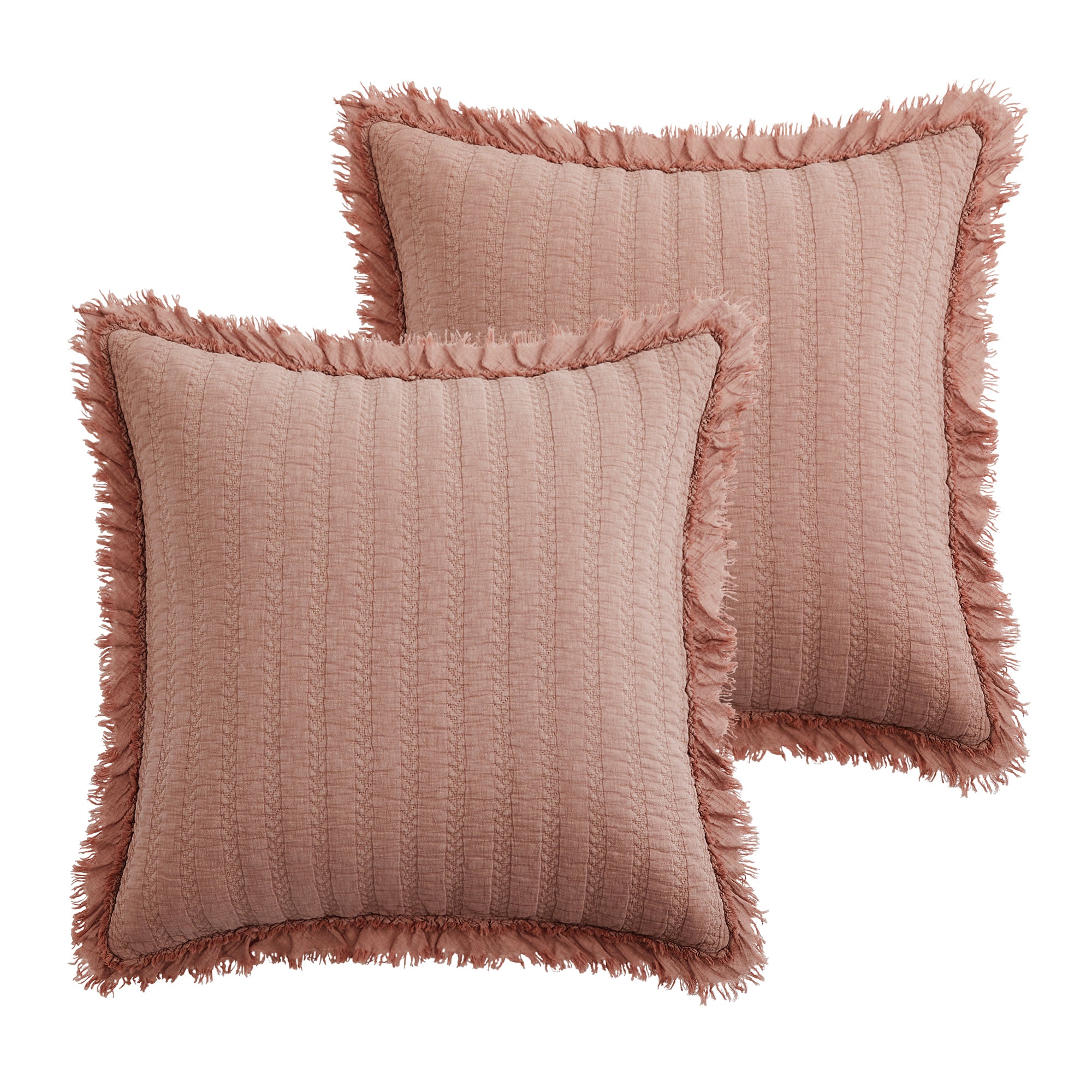 Wilhemina Dusty Rose Euro Sham Pillowcase Set of 2 - Soft Luxury Bedding for Master Bedroom & Guest Room Decor