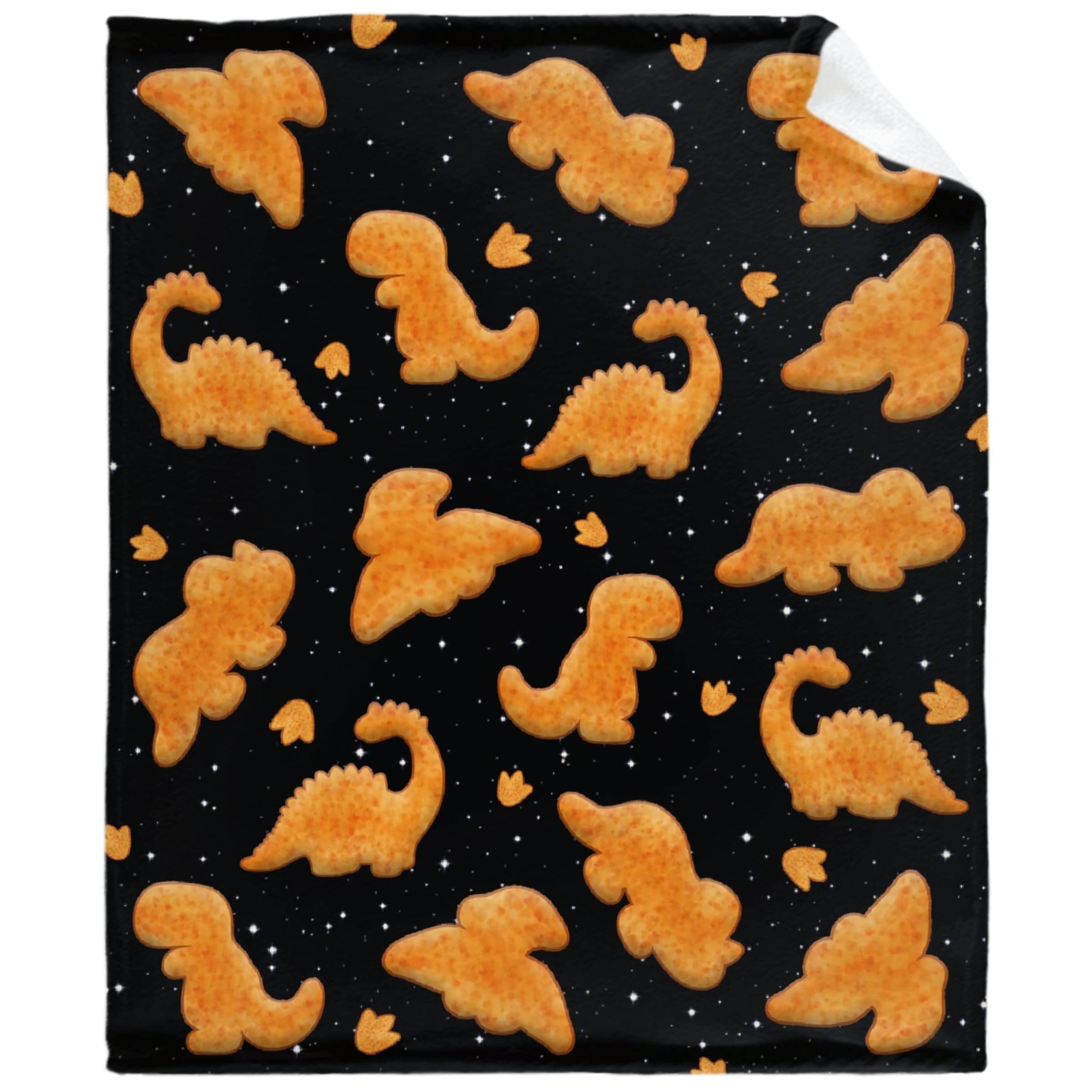 Dino Chicken Nuggets Throw Blanket - Ultra Soft Plush Flannel Blanket for Kids & Adults | Warm Cozy Bed Quilt & Couch Sofa Decor | 40