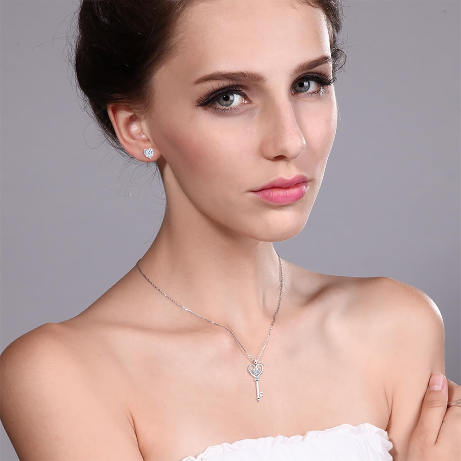 Gem Stone King 925 Sterling Silver Moissanite Pendant & Earrings Set (1.34 Cttw) - Elegant Jewelry for Wedding, Anniversary & Special Occasions