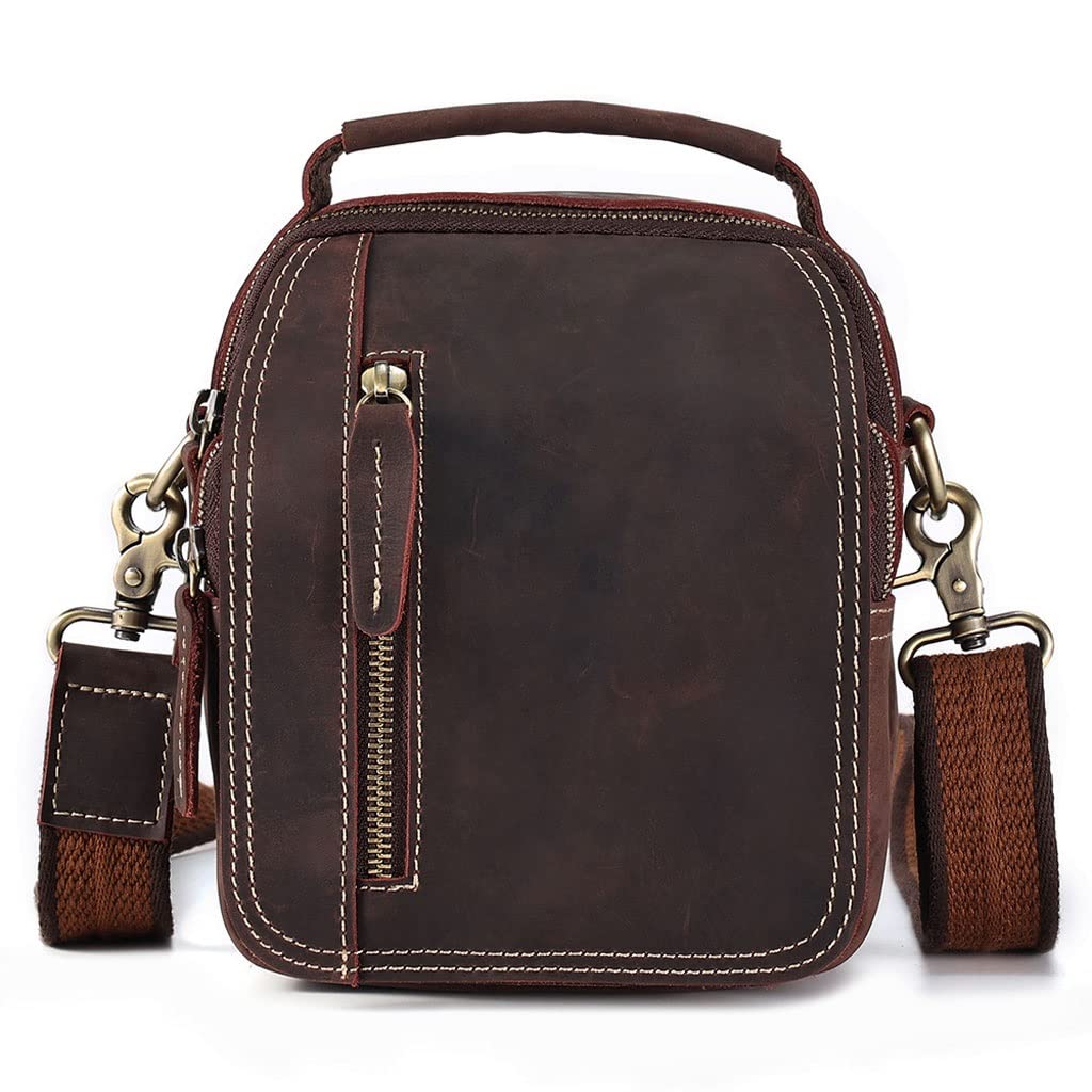 Genuine Leather Men's Shoulder Messenger Bag - Stylish Crossbody Bag for Work, Travel & Daily Use - Waist Bag with Jewelry Box (Color: B) - Perfect for Business, Commuting & Outdoor Activities