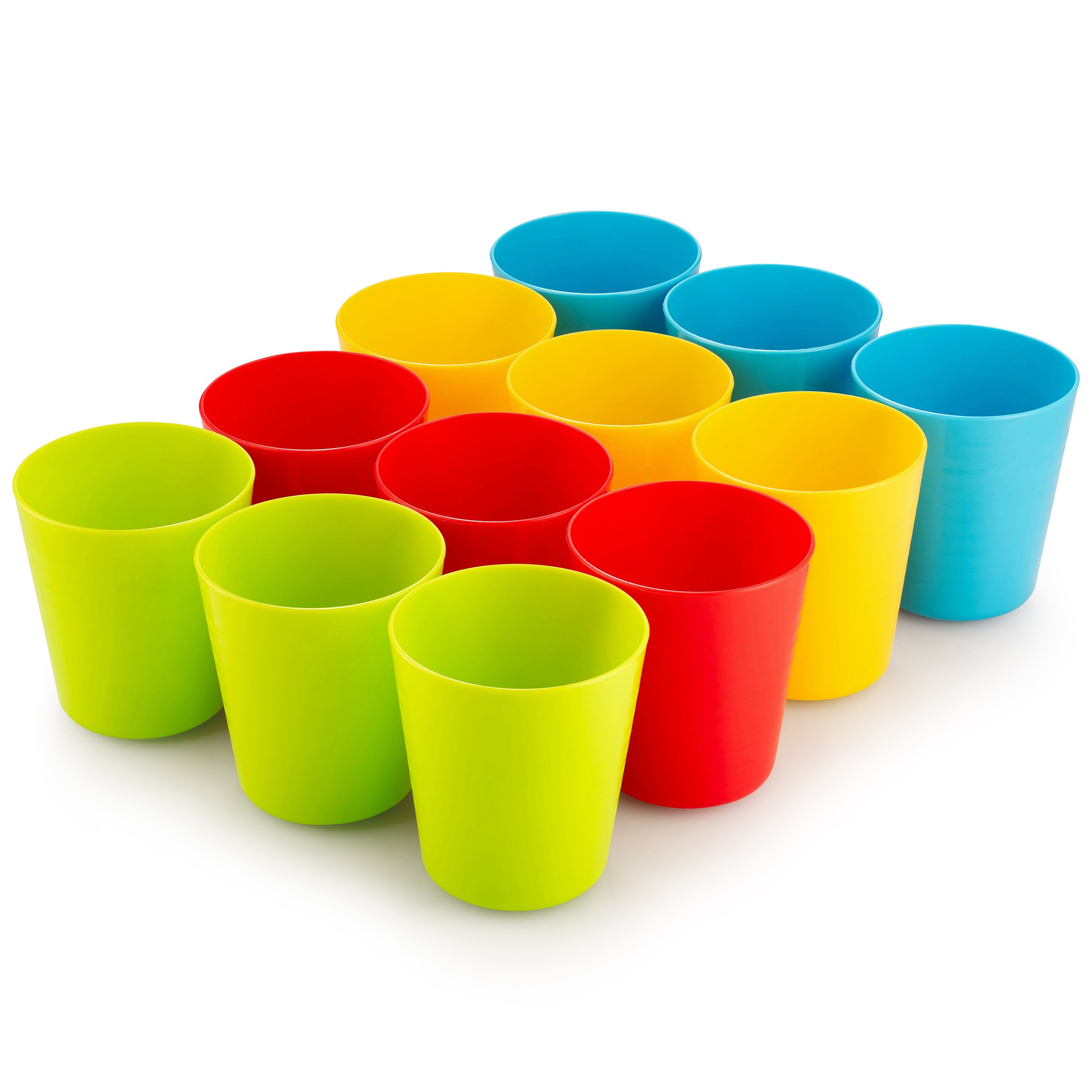 12-Pack Kids Plastic Cups, 8 oz Unbreakable & Reusable Drinking Glasses, BPA-Free Dishwasher Safe Colorful Tumblers for Juice, Milk, Smoothies - Perfect for Home, School, and Parties