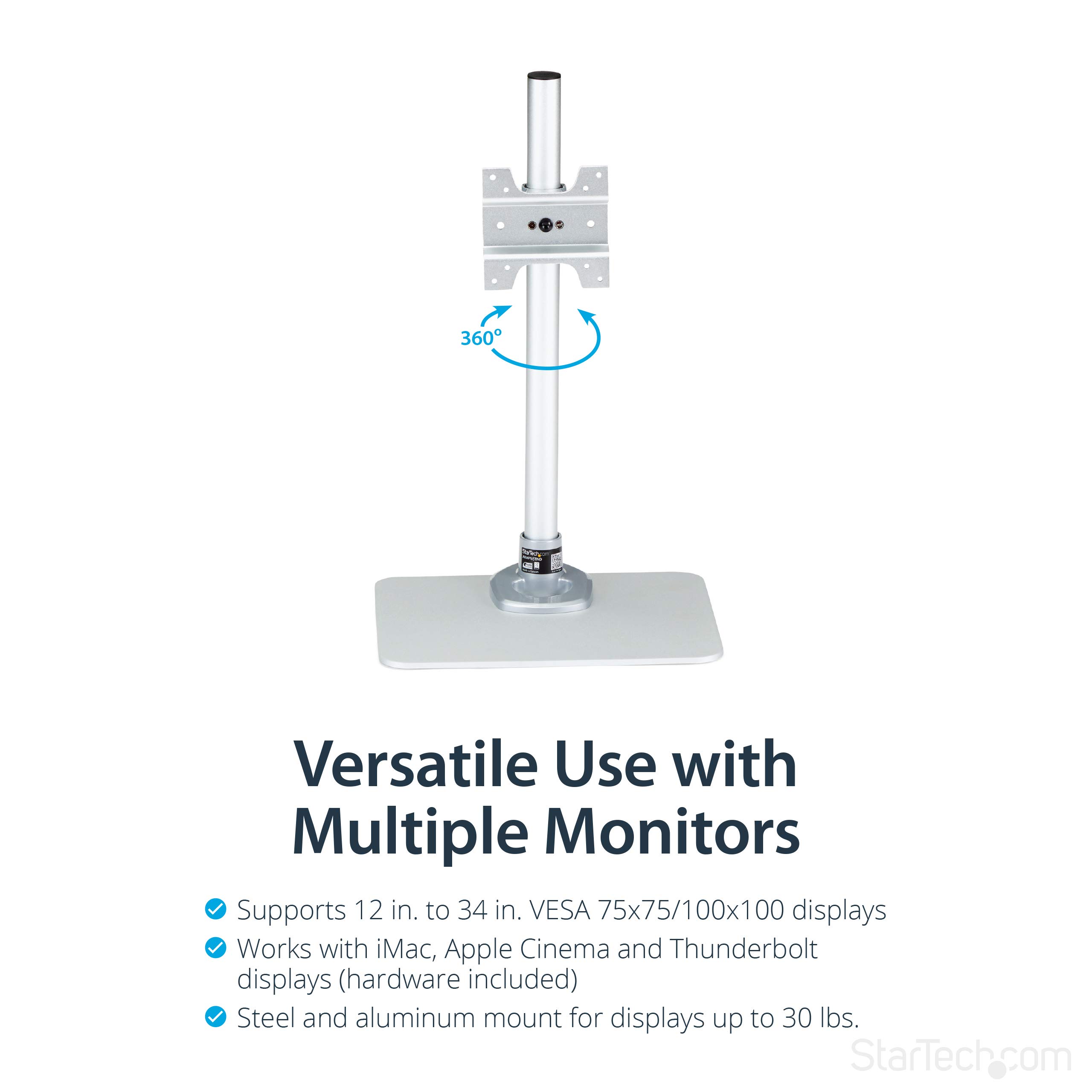 StarTech.com Adjustable Single Monitor Stand - Heavy Duty VESA Mount for 12