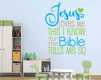 Jesus Loves Me Wall Stickers - Bible Quote Decals for Kids Bedroom & Church Decor