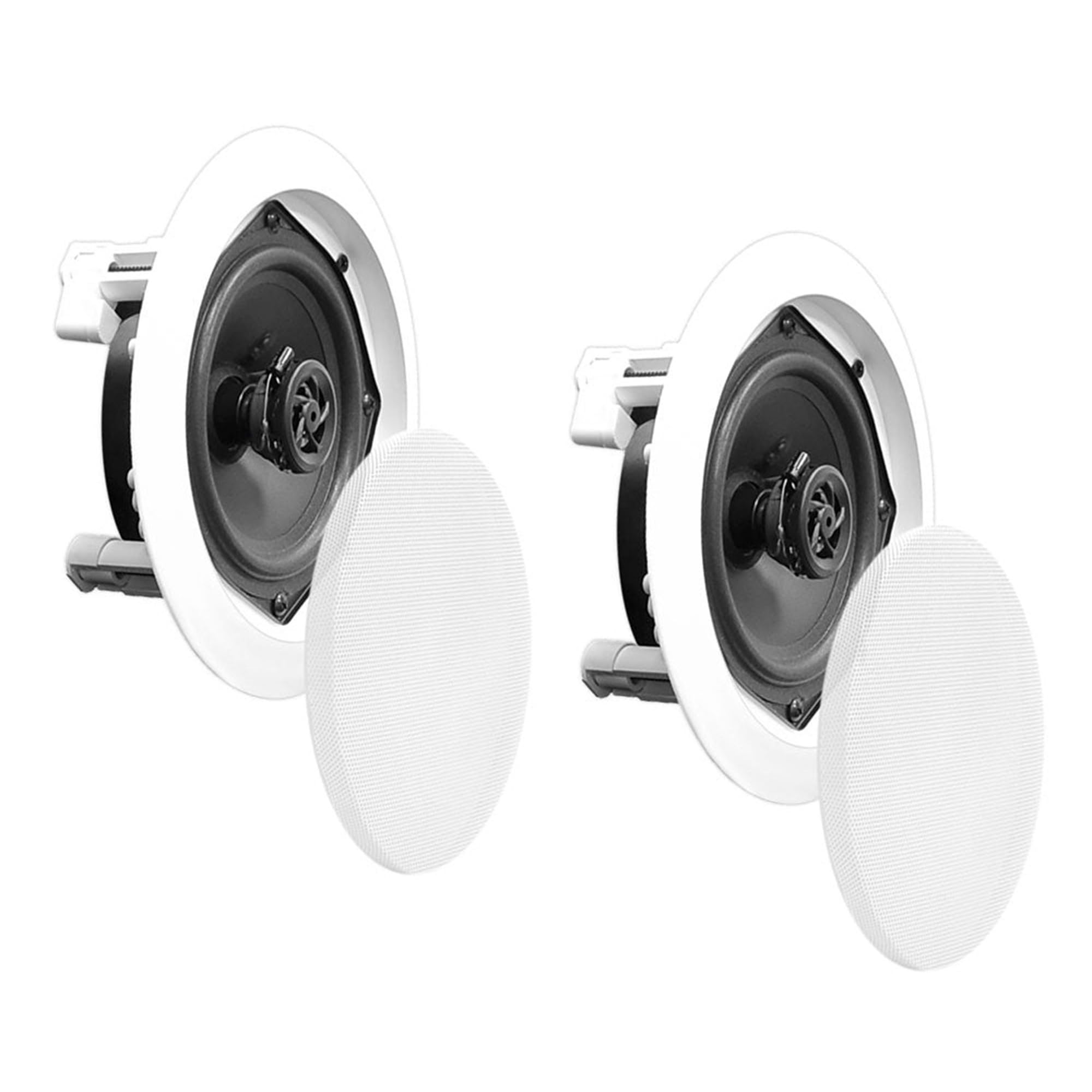 Pyle 2-Way In-Ceiling & In-Wall Speaker System with Voice Control, Coaxial Connectivity for Surround Sound - White | Perfect for Home Theater, Multi-Room Audio & Smart Home Integration