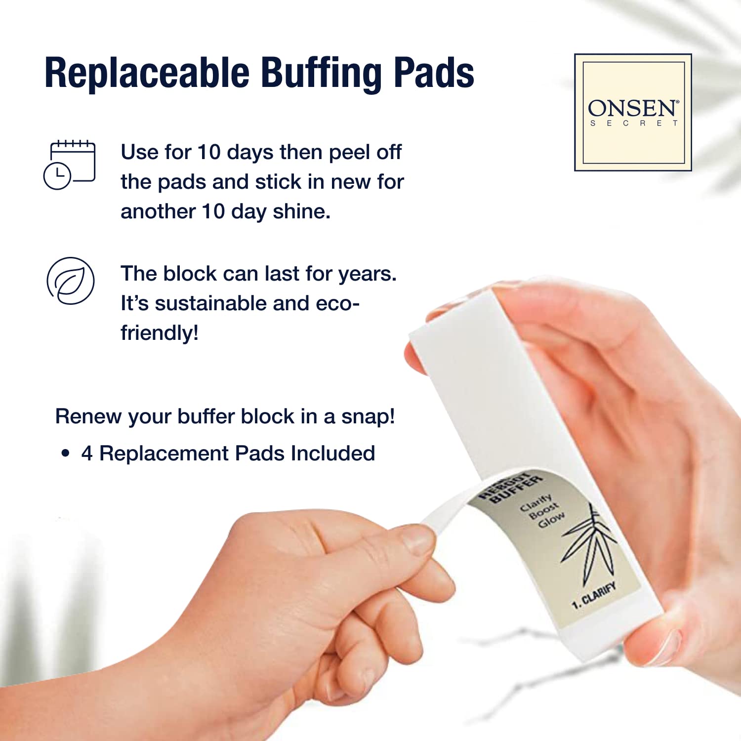 Onsen Professional Nail Buffer Kit with Replacement Pads - 3-Way Buffing Block for Smooth & Shiny Nails - Premium Manicure Tools for Salon & Home Nail Care - Perfect for Gel Polish Prep & Natural Nail Maintenance