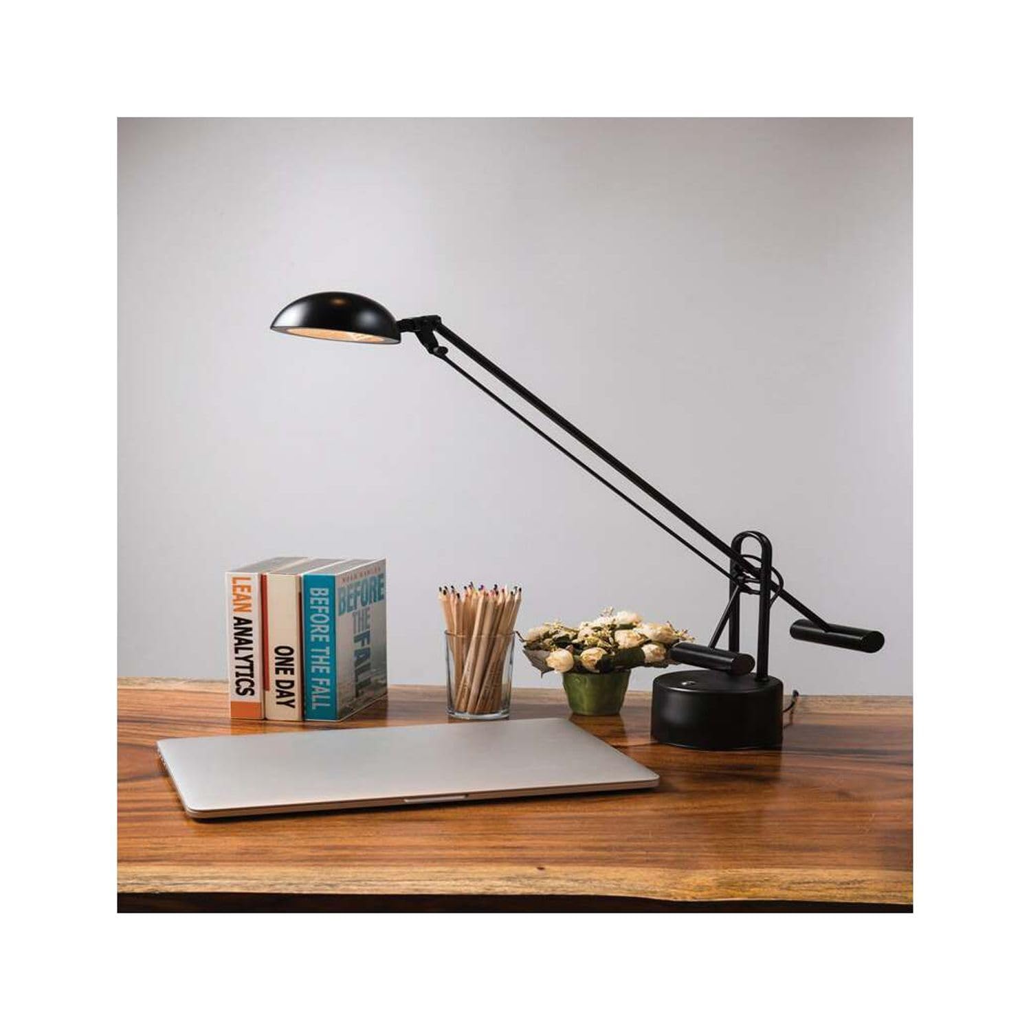 Lite Source LS-306BLK Halotech 29-Inch 8W LED Desk Lamp - Adjustable Metal Office Light with Eye-Caring Technology, Black - Perfect for Home Office, Study, Reading & Workspace Lighting