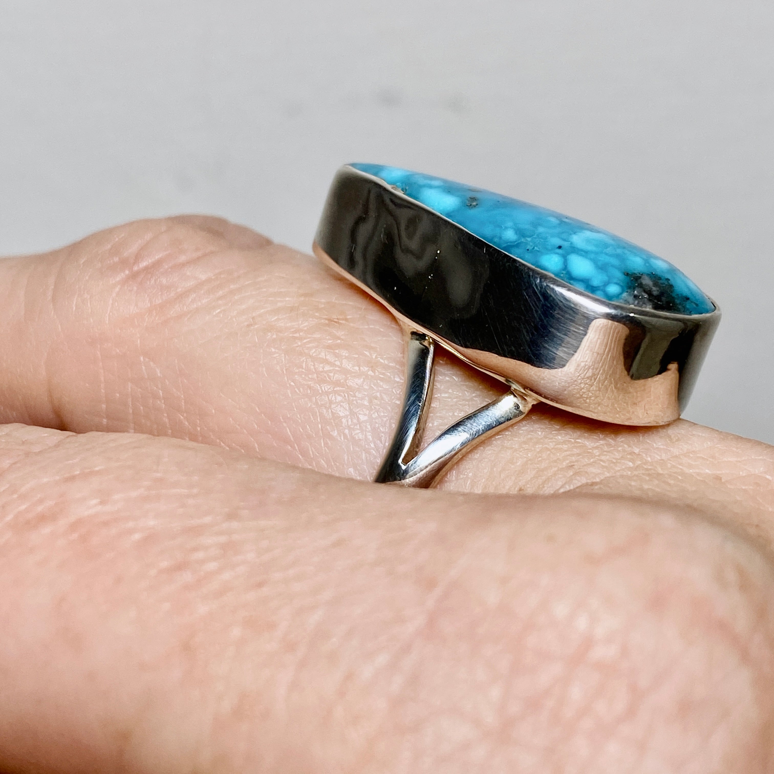 Iranian Turquoise Teardrop Ring - Size 9 - KRGJ2542 - Elegant Handmade Jewelry for Women, Perfect for Weddings, Parties & Special Occasions