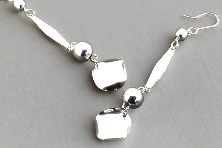 Sterling Silver Ball and Disc Drop Earrings for Women - Elegant Dangle Earrings for Party, Wedding & Everyday Wear