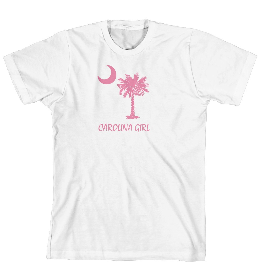 Light Pink Carolina Girl Palmetto & Moon Graphic T-Shirt | Soft Cotton Vintage Style Tee | Perfect for Casual Wear, Beach Outings & Southern Pride Fashion