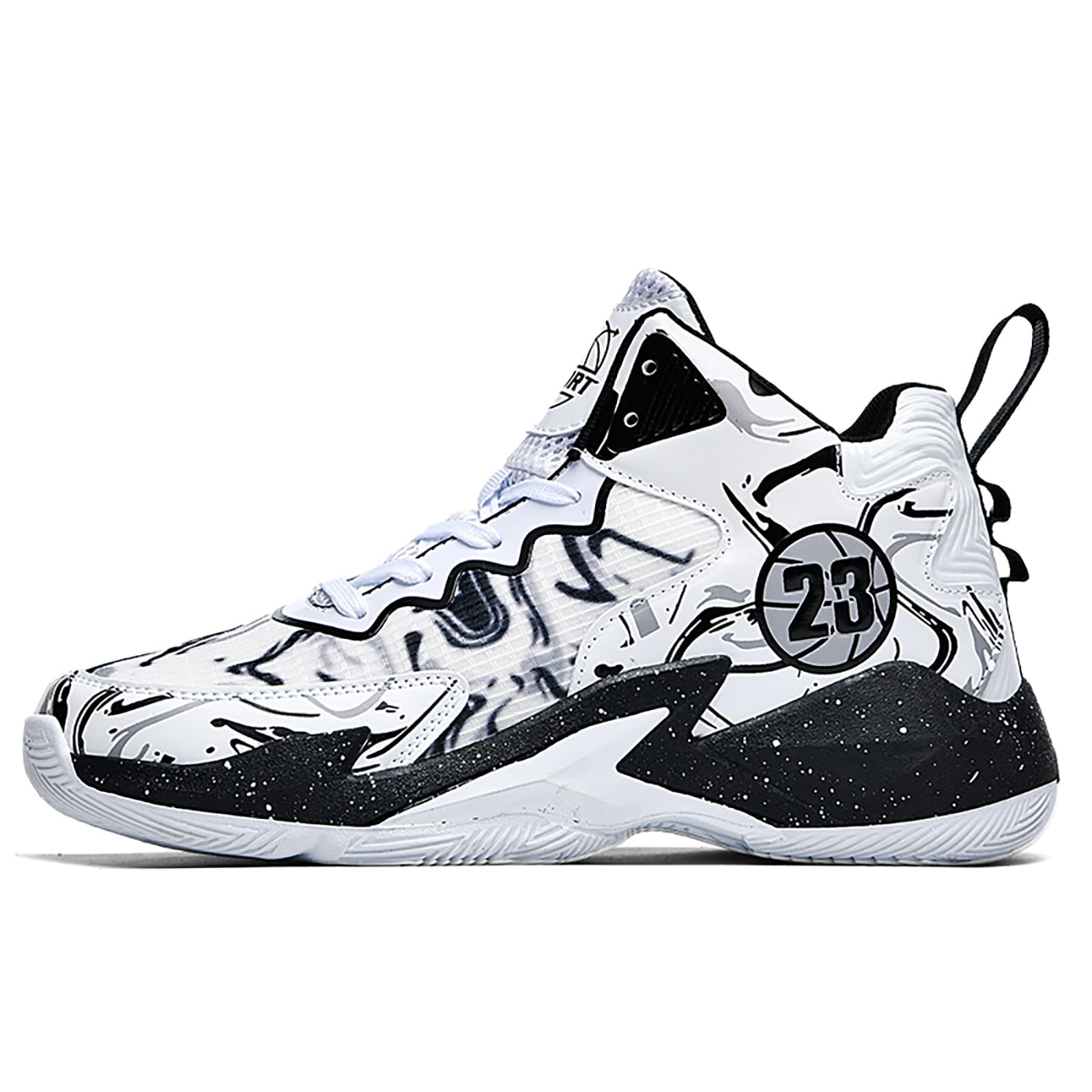 **Men's & Women's Breathable No-Slip Basketball Shoes - Fashion Graffiti Training Sneakers for Outdoor Sports & Gym Workouts**