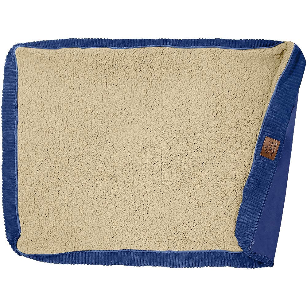 Floppy Dawg Dog Bed Cover - Removable Washable for Mattress & Pillow Beds, Medium 30x19, Blue Beige - Perfect for Home & Travel Use