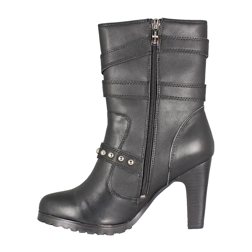 Ride Tec Women's 9.5 Inch High Heel Motorcycle Boots - Stylish & Comfortable Riding Boots for Women, Biker Fashion, Cruiser & Harley Davidson Motorcycles - Perfect for Daily Commute & Night Rides