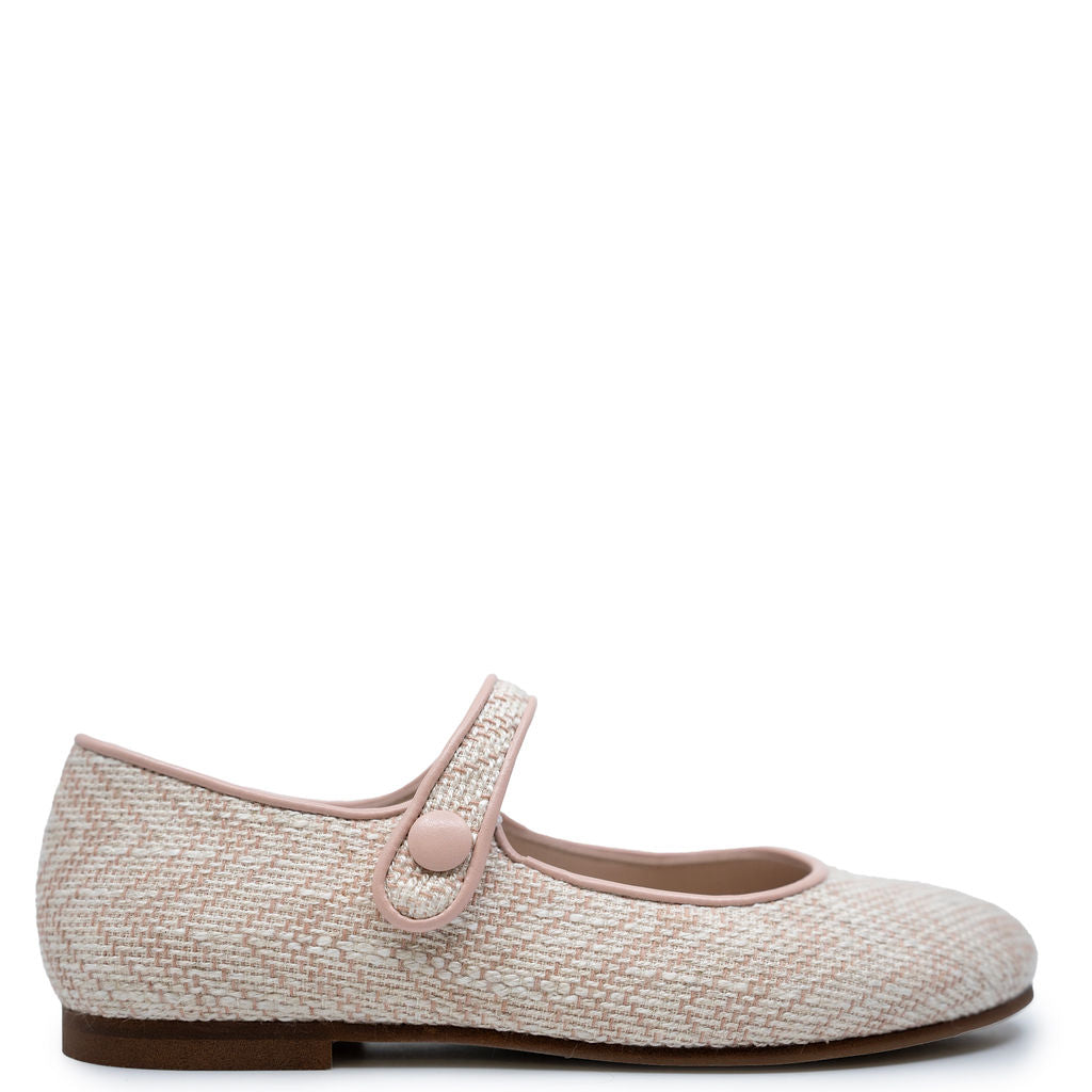 Beberlis Pink Linen Chevron Mary Jane Shoes for Women - Comfortable & Stylish Flats for Casual Wear, Office, and Special Occasions