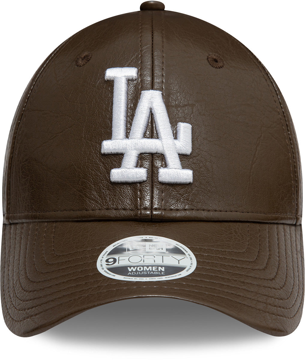 Los Angeles Dodgers Women's New Era 9Forty Crinkled PU Brown Baseball Cap - Stylish Adjustable Hat for Baseball Fans, Fashion & Outdoor Activities