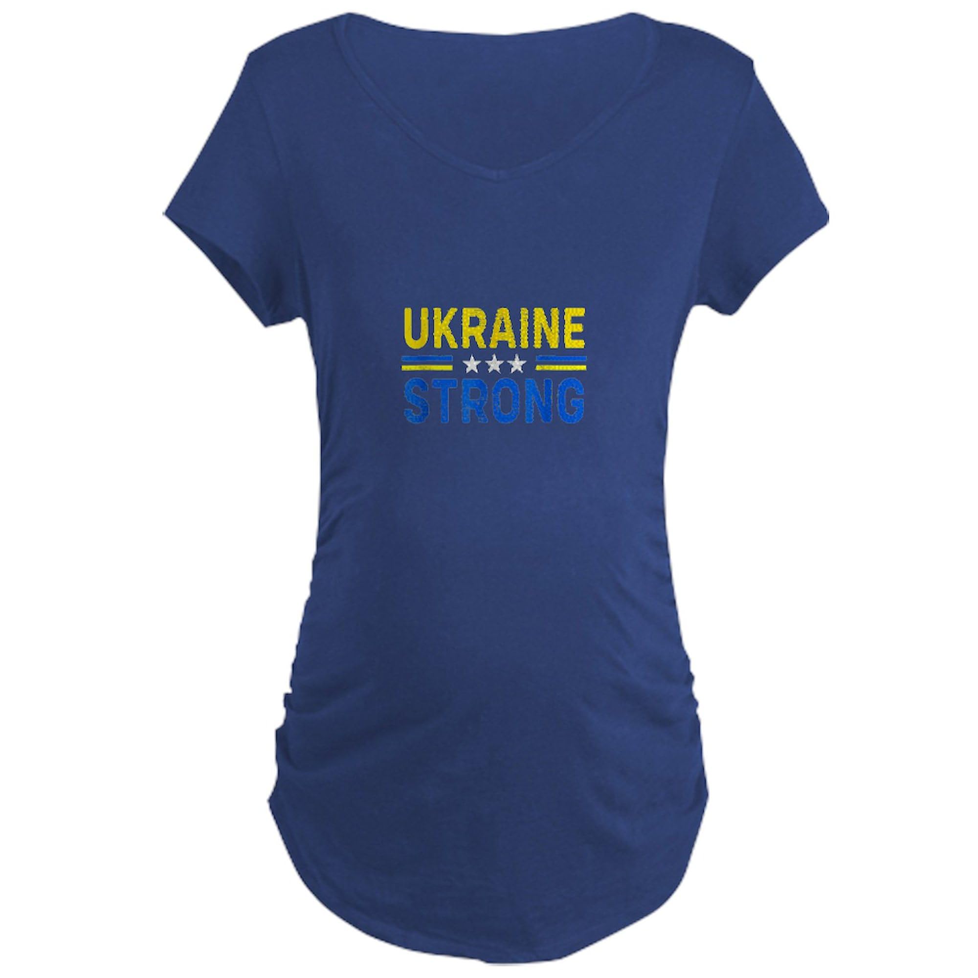 Stand with Ukraine Maternity T-Shirt for Women - Ruched Side Design - CafePress - Perfect for Pregnancy Support & Patriotic Fashion
