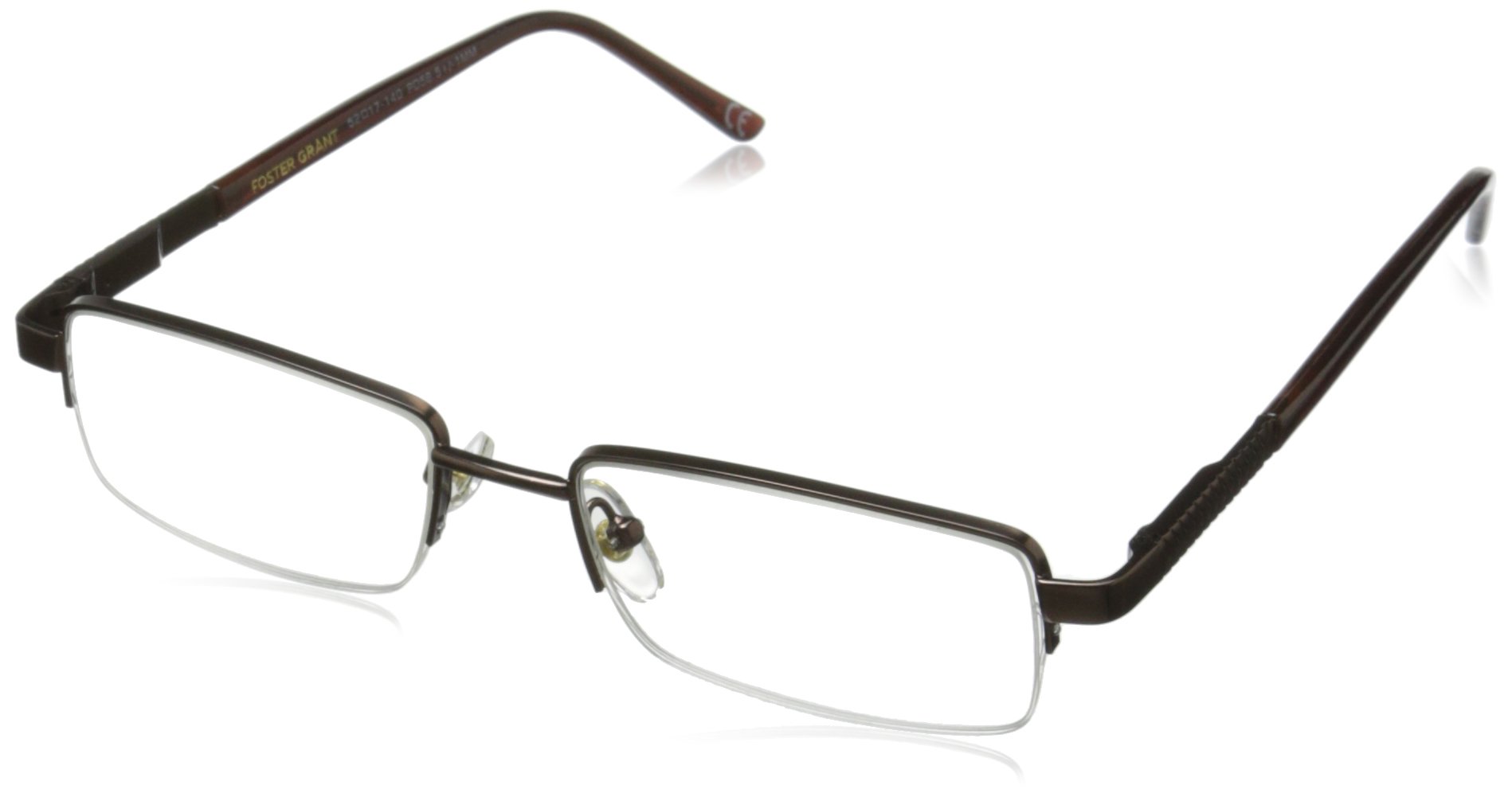 Foster Grant Men's Peter Square Reading Glasses +1.50 to +3.50 Strength - Lightweight Metal Frame for Computer Work & Reading - Classic Square Eyewear for Office & Home Use
