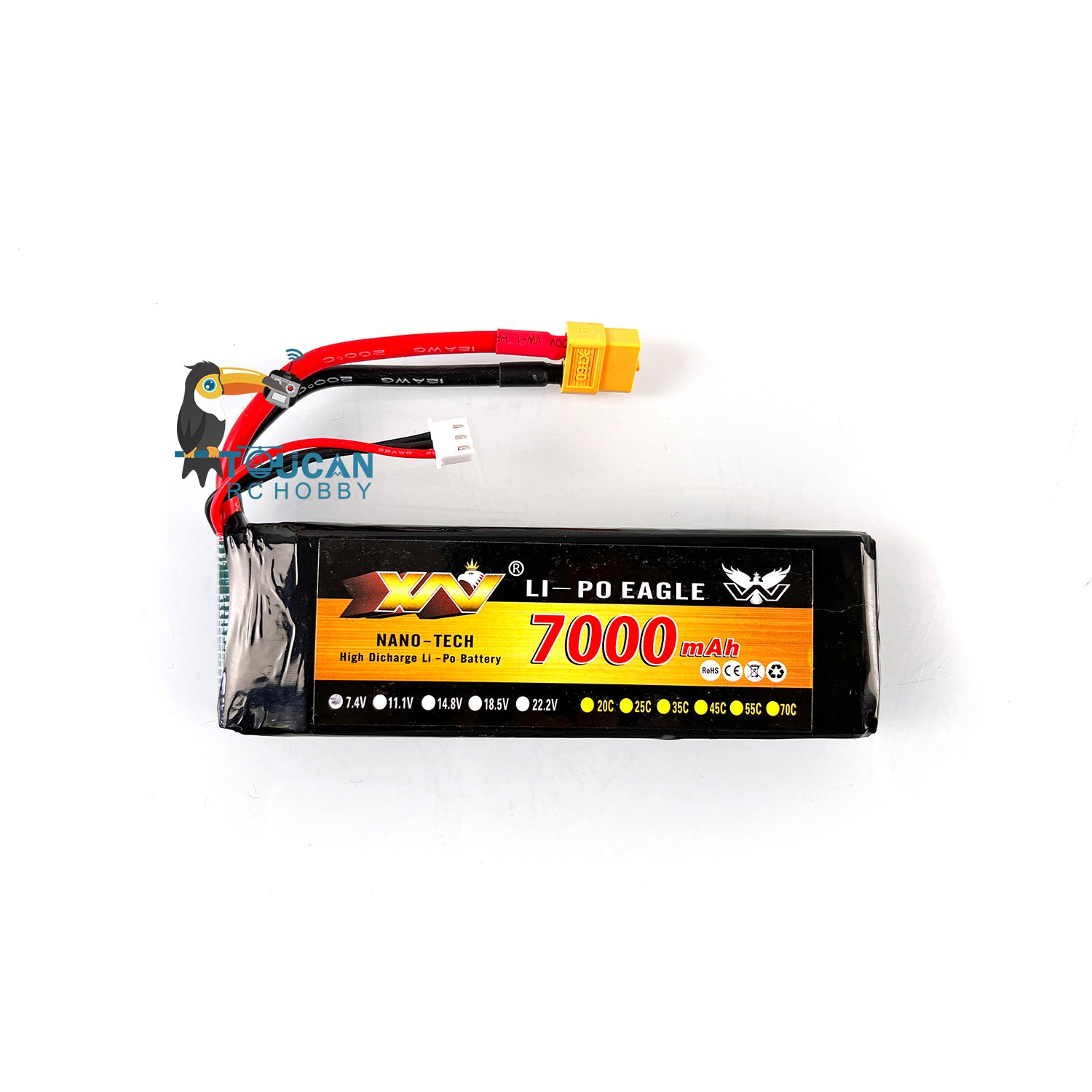 1:16 Scale Henglong 7.4V 7000mAh LiPo Battery for RC Tanks & Remote Control Vehicles - US Stock | High-Performance Upgrade for RC Tank Models (Perfect for Battle Simulation & Outdoor Play)