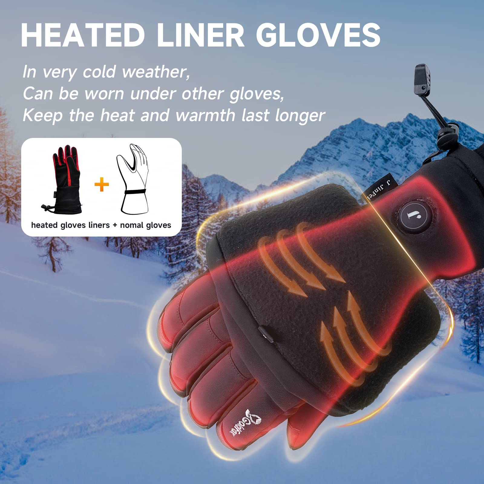 Rechargeable Electric Heated Gloves for Men & Women - Thin Winter Work Gloves for Arthritis, Raynaud's & Cold Weather - Ideal for Skiing, Snowboarding & Outdoor Activities (Red, XL)